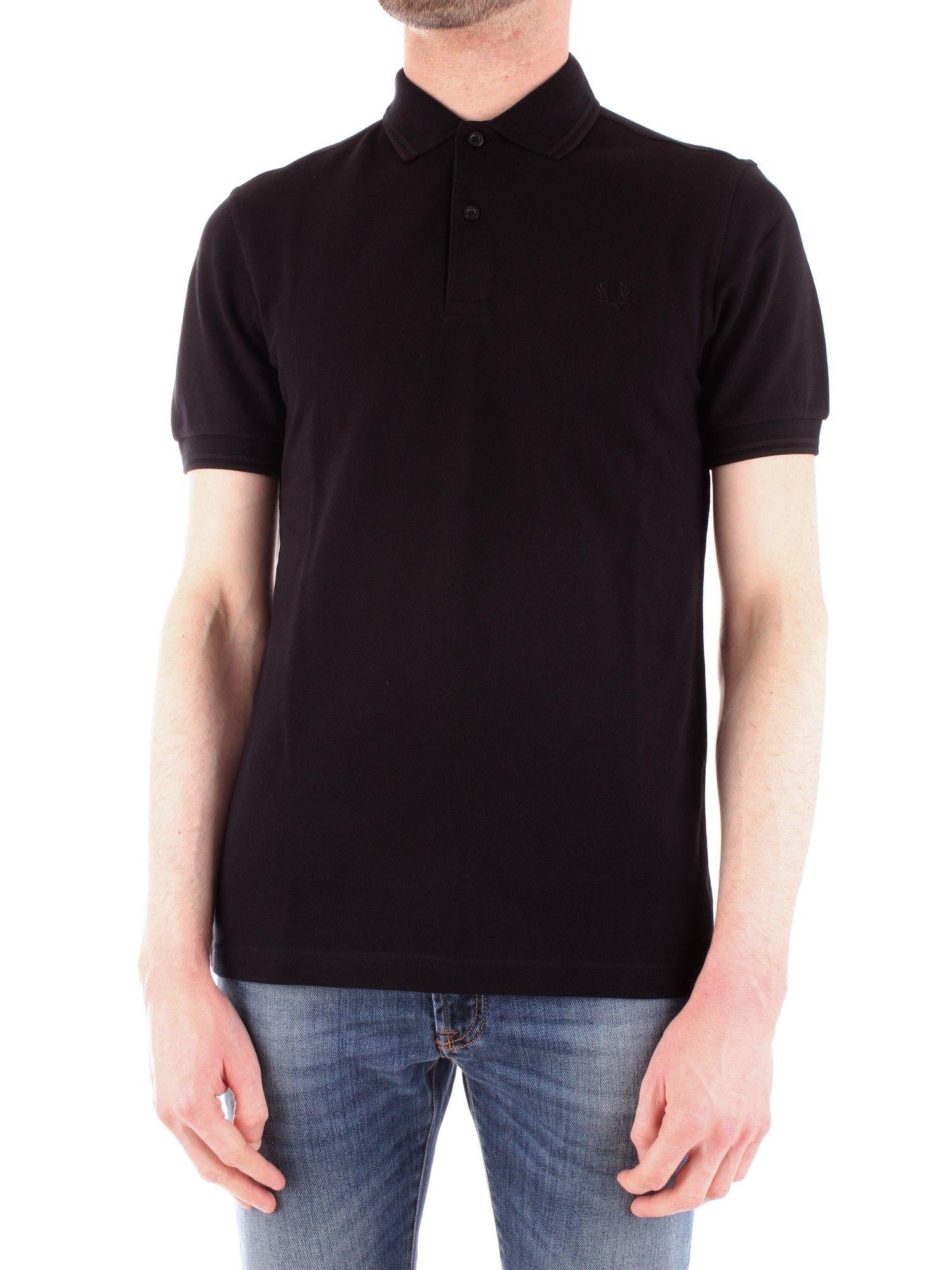 Fred Perry Black Cotton Polo Shirt in Black for Men - Lyst