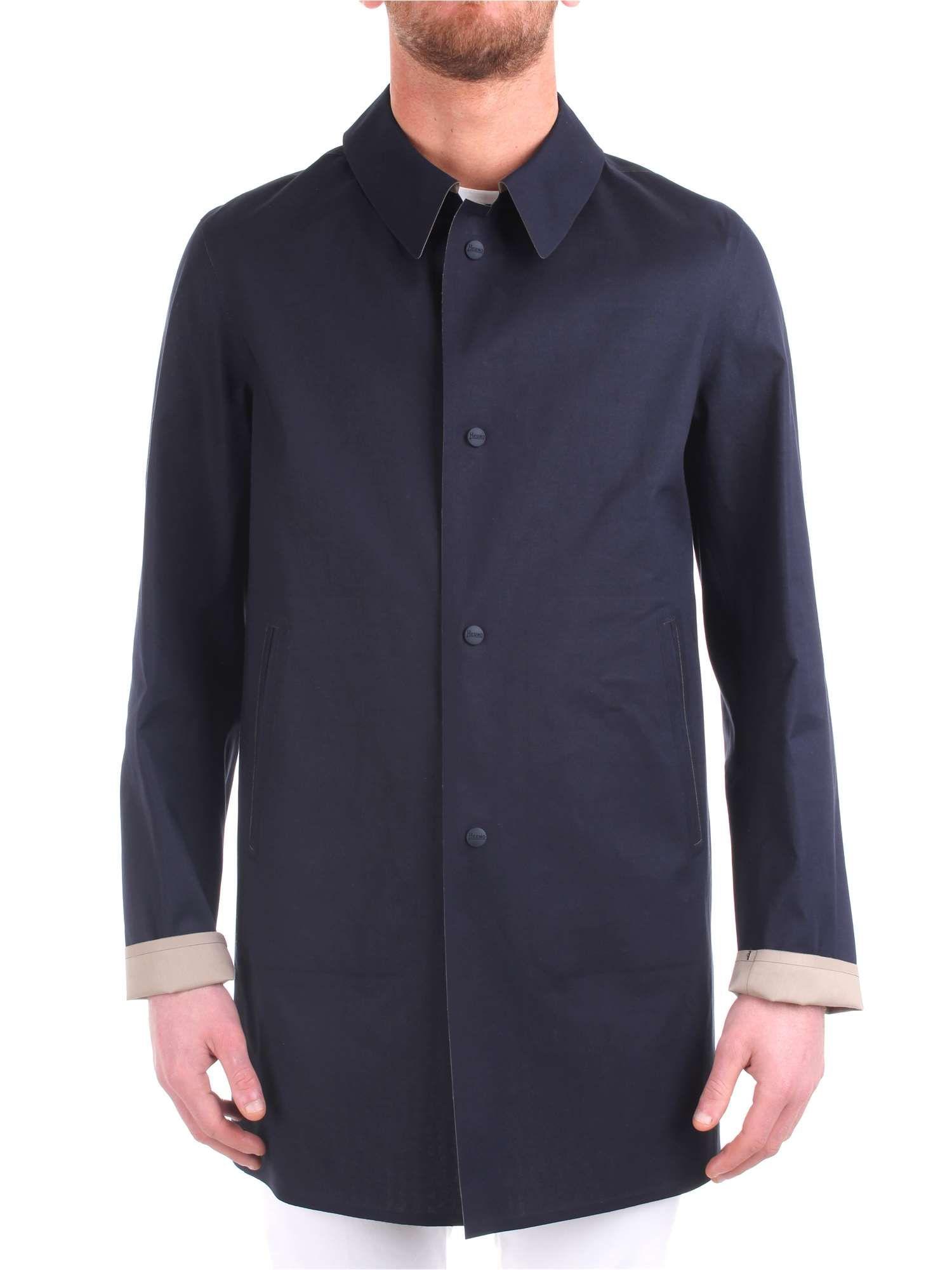 Herno Blue Polyester Trench Coat in Blue for Men - Lyst