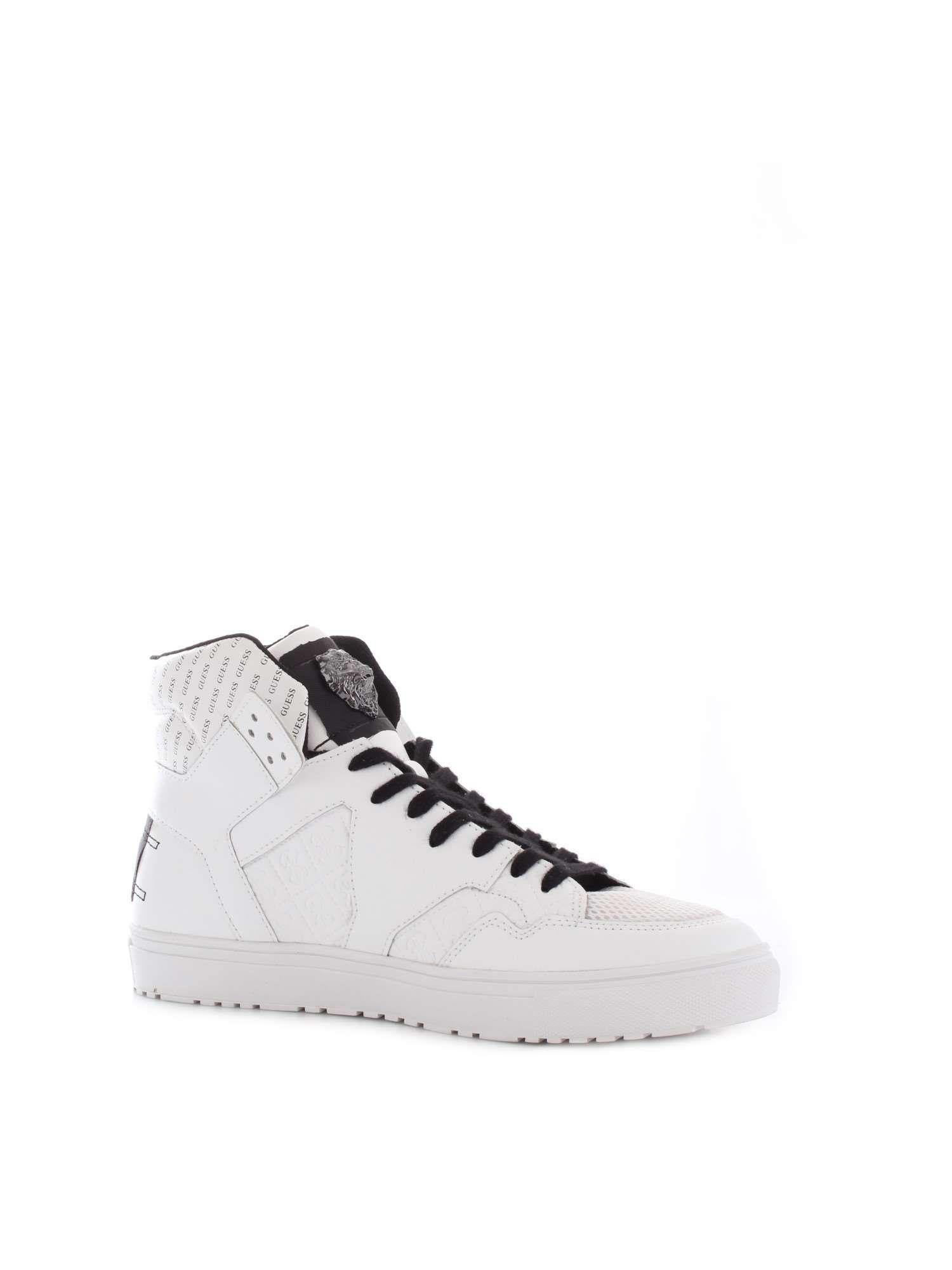 Guess White Leather Hi Top Sneakers in White for Men - Lyst