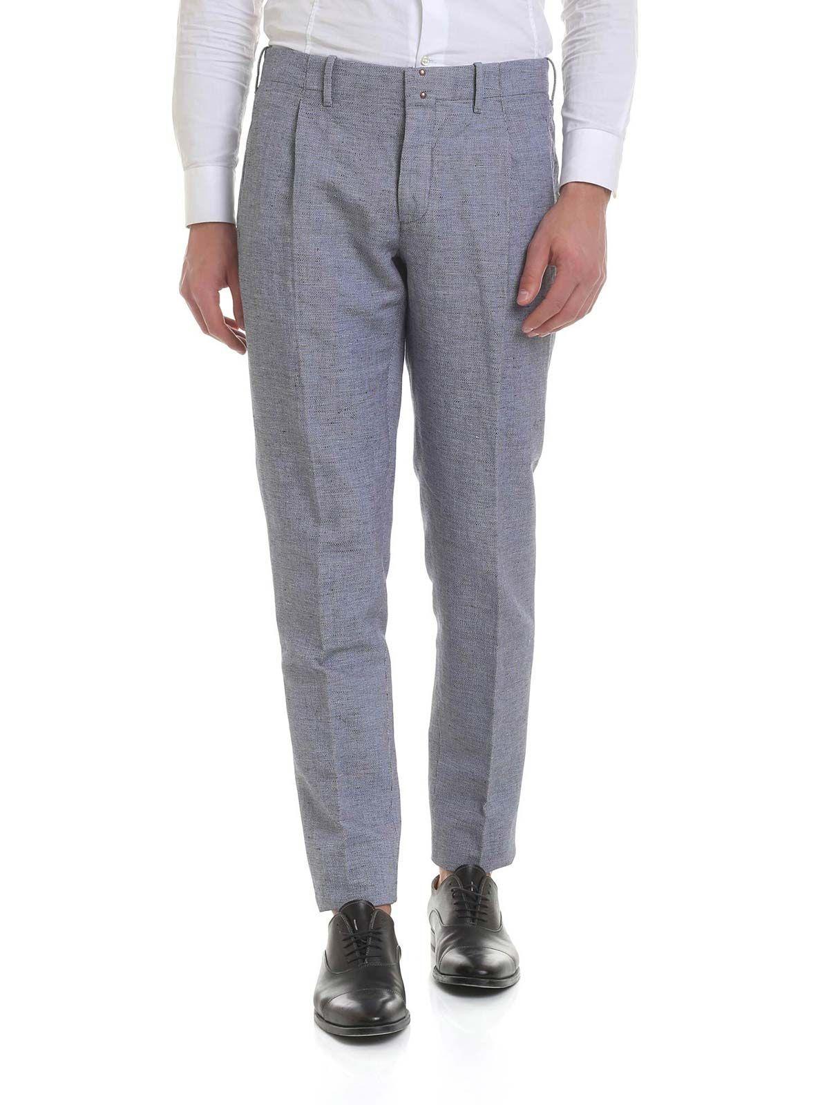 Incotex Blue Linen Pants in Blue for Men - Lyst