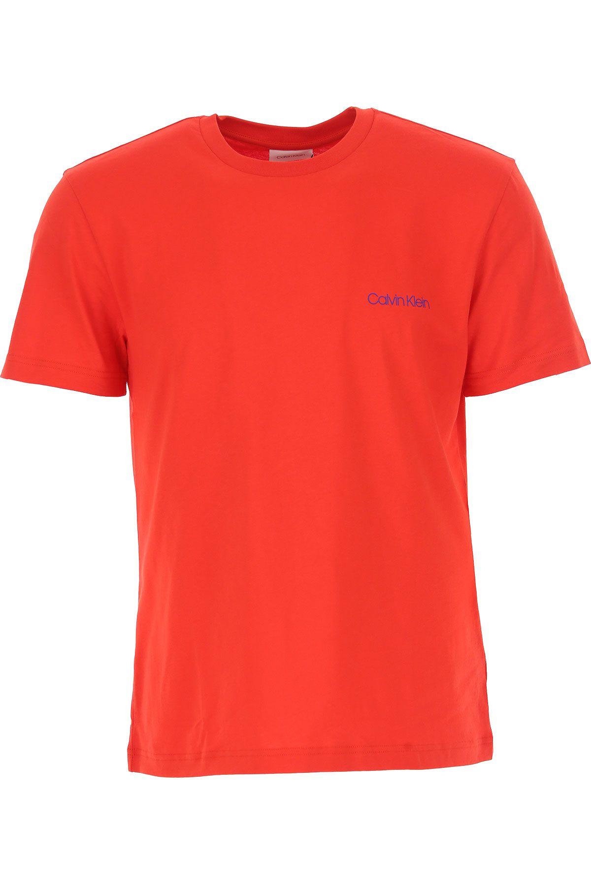 Calvin Klein Red Cotton T-shirt in Red for Men - Lyst