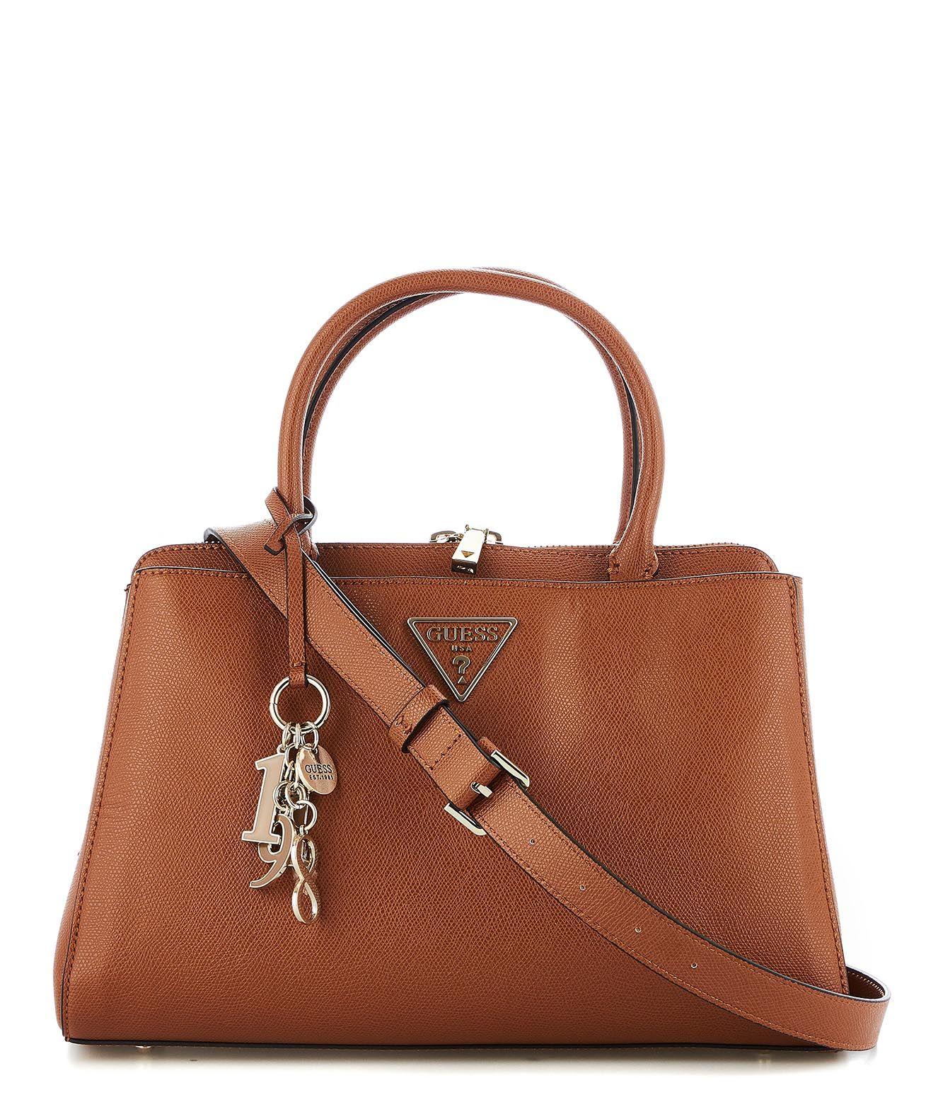Guess Brown Leather Handbag in Brown - Lyst