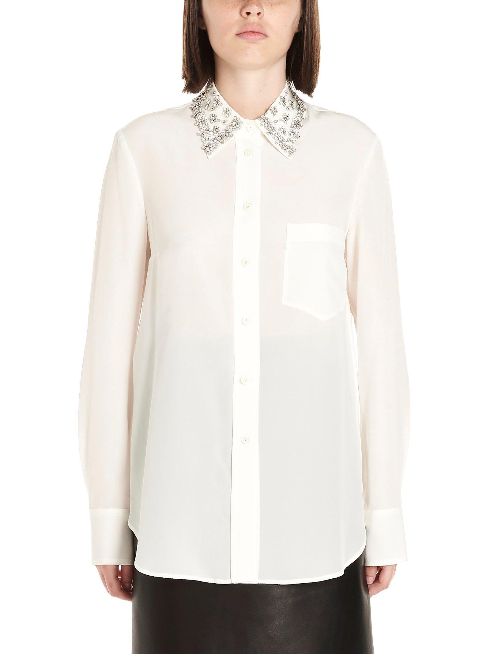Prada Embellished Collar Blouse in White - Save 20% - Lyst