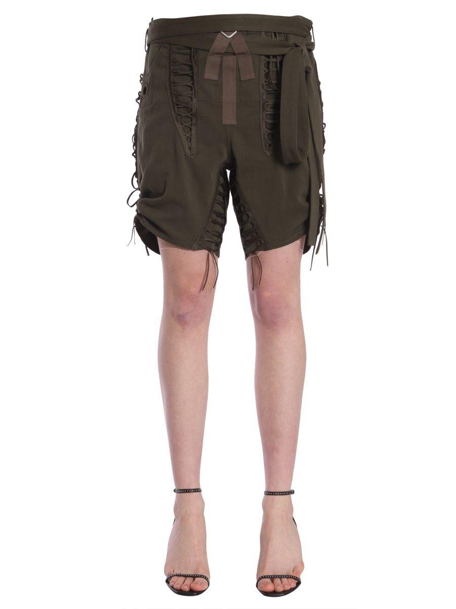 Saint Laurent Green Cotton Shorts in Green - Lyst