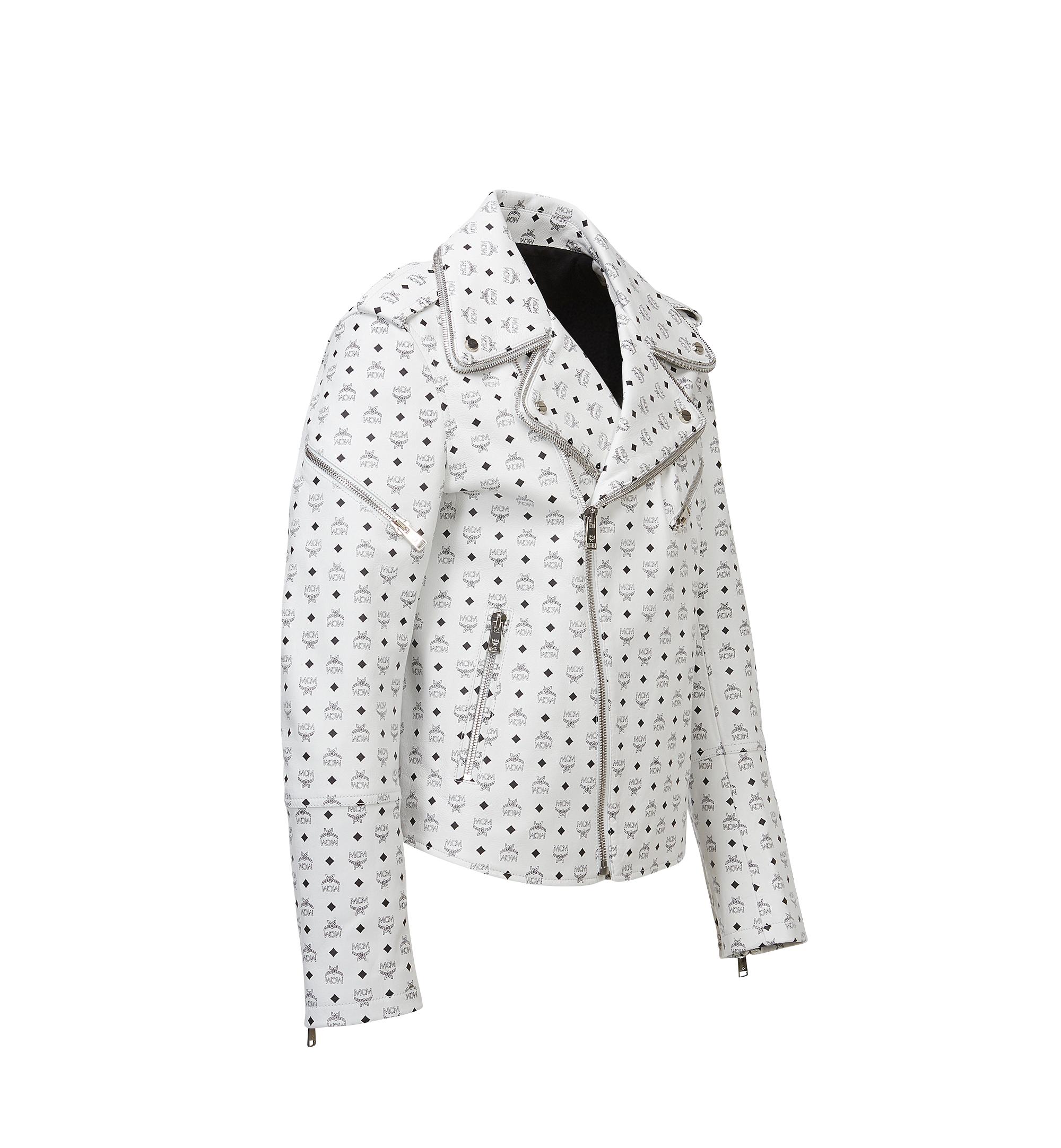 Mcm Visetos Print Leather Rider Jacket In White For Men Lyst Gallery