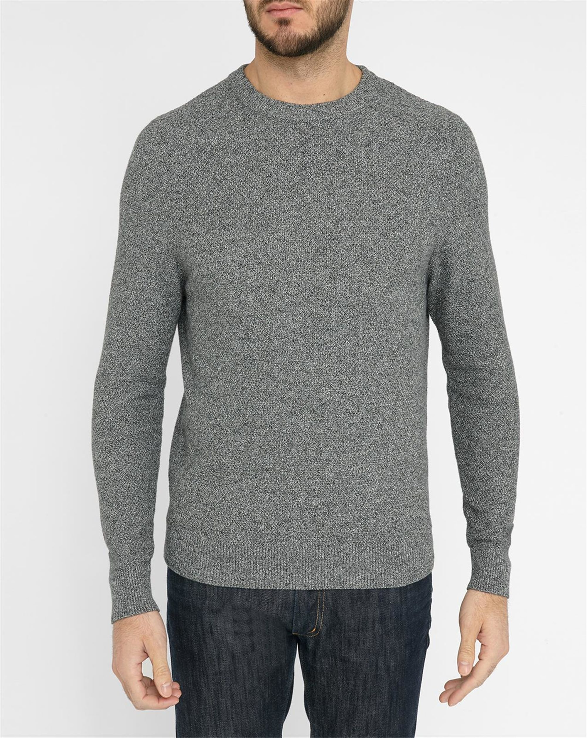 Sandro White/black Crush Round-neck Sweater In Cotton Marl in Gray for ...