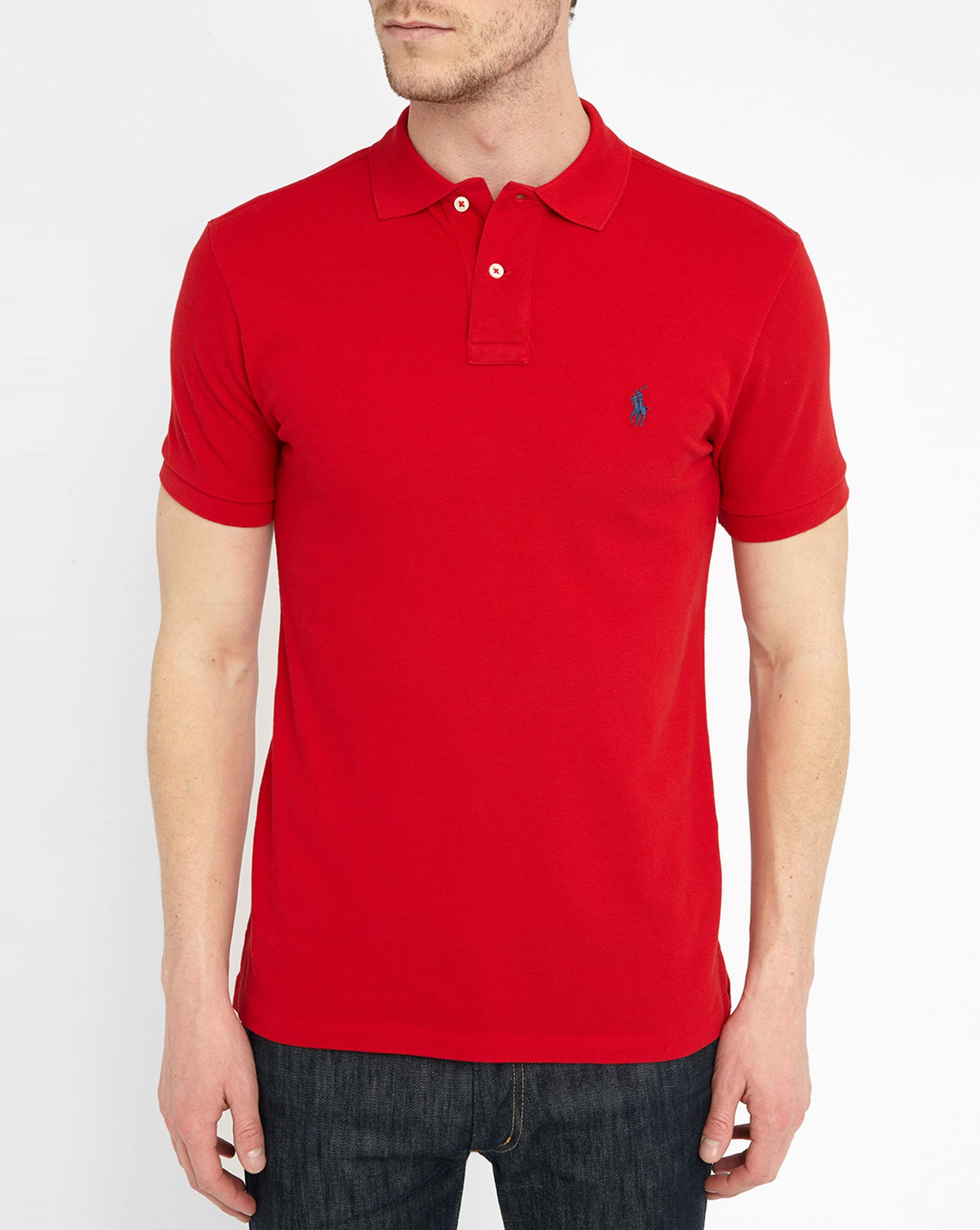 Polo ralph lauren Slim Fit Red Polo Shirt in Red for Men | Lyst