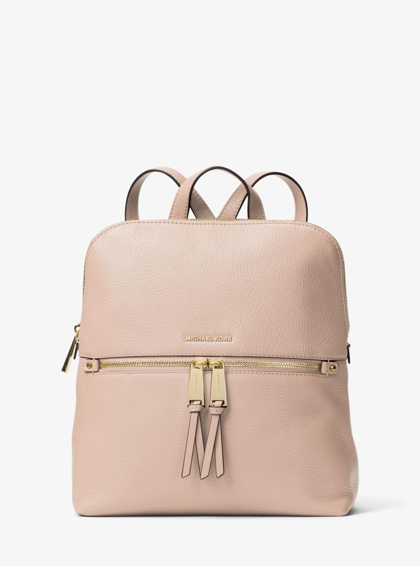 Lyst - Michael Kors Rhea Medium Slim Leather Backpack in Pink