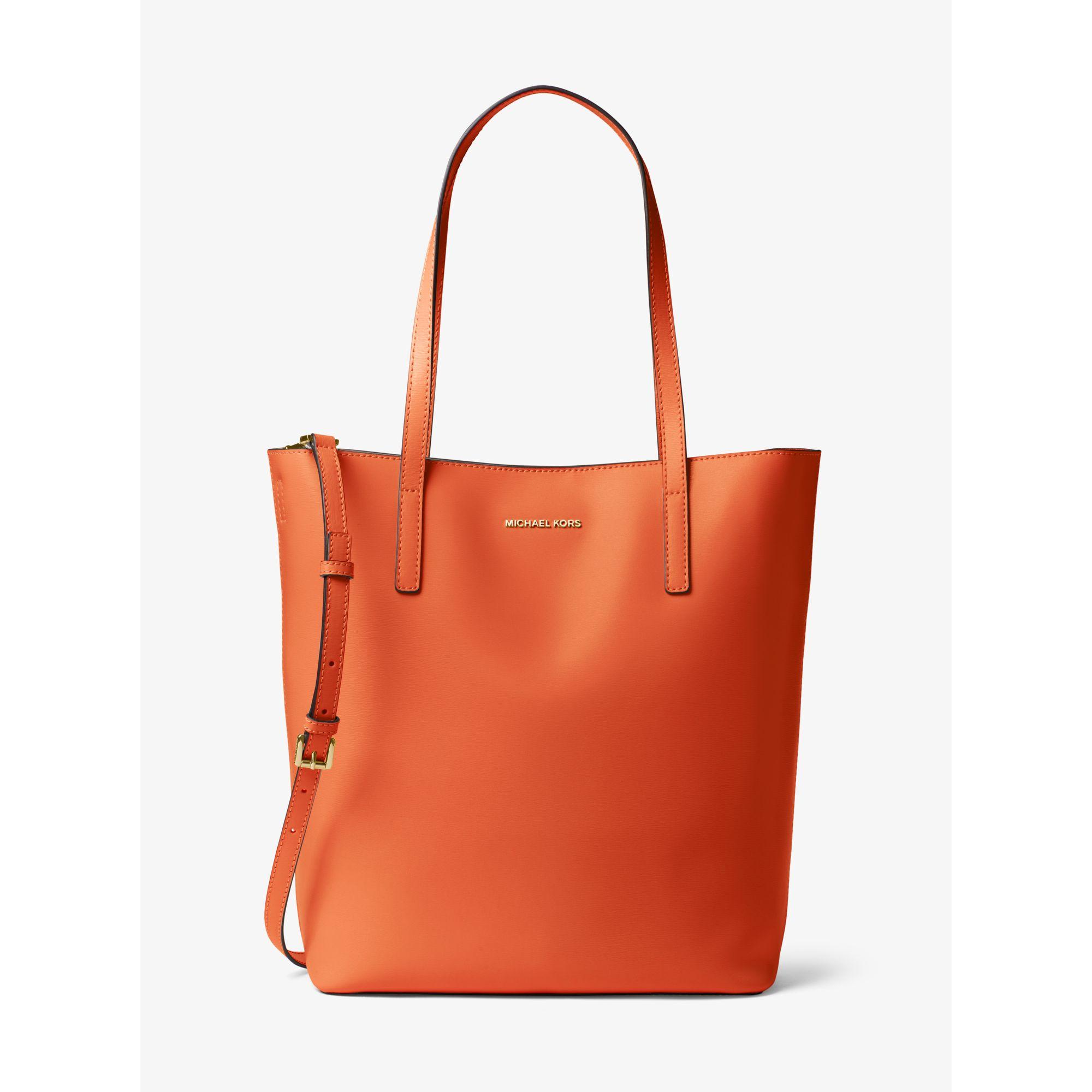 Michael Kors Emry Large Leather Tote in Orange - Lyst