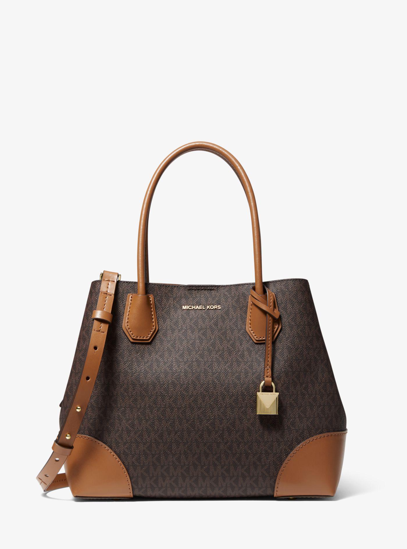 Michael Kors Mercer Gallery Medium Logo Satchel in Brown - Lyst