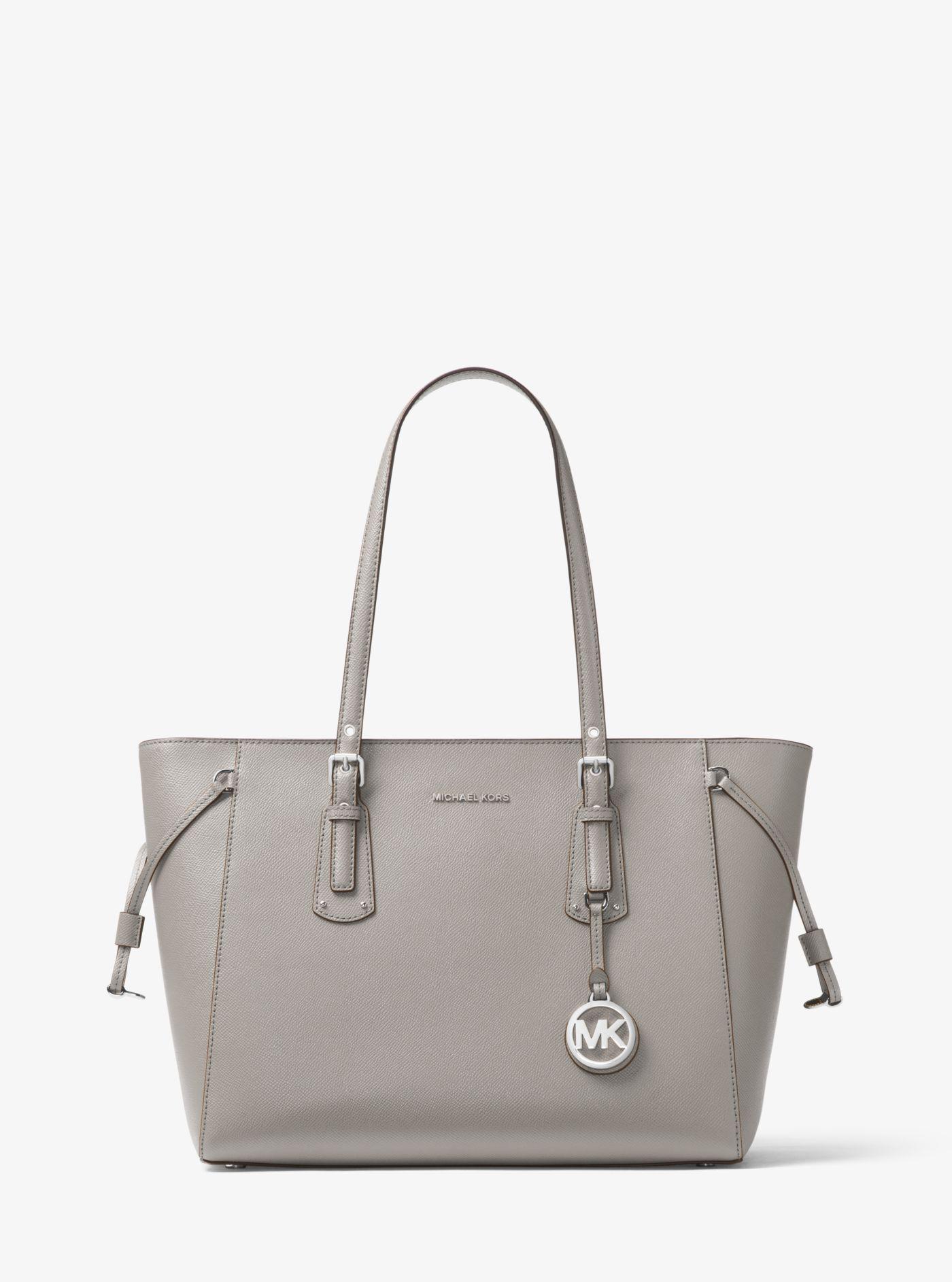 Lyst Michael Kors Voyager Medium Leather Tote In Gray View Fullscreen