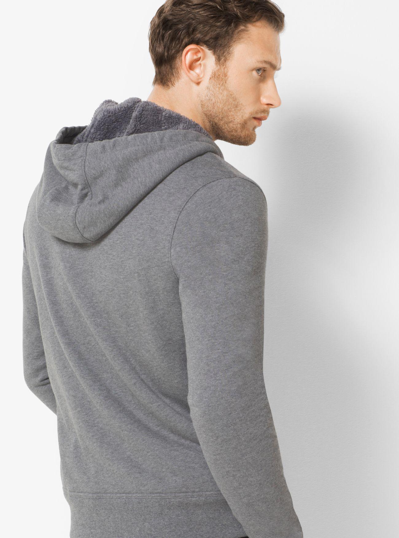 Lyst Michael Kors Sherpalined Zipup French Terry Hoodie in Gray for Men