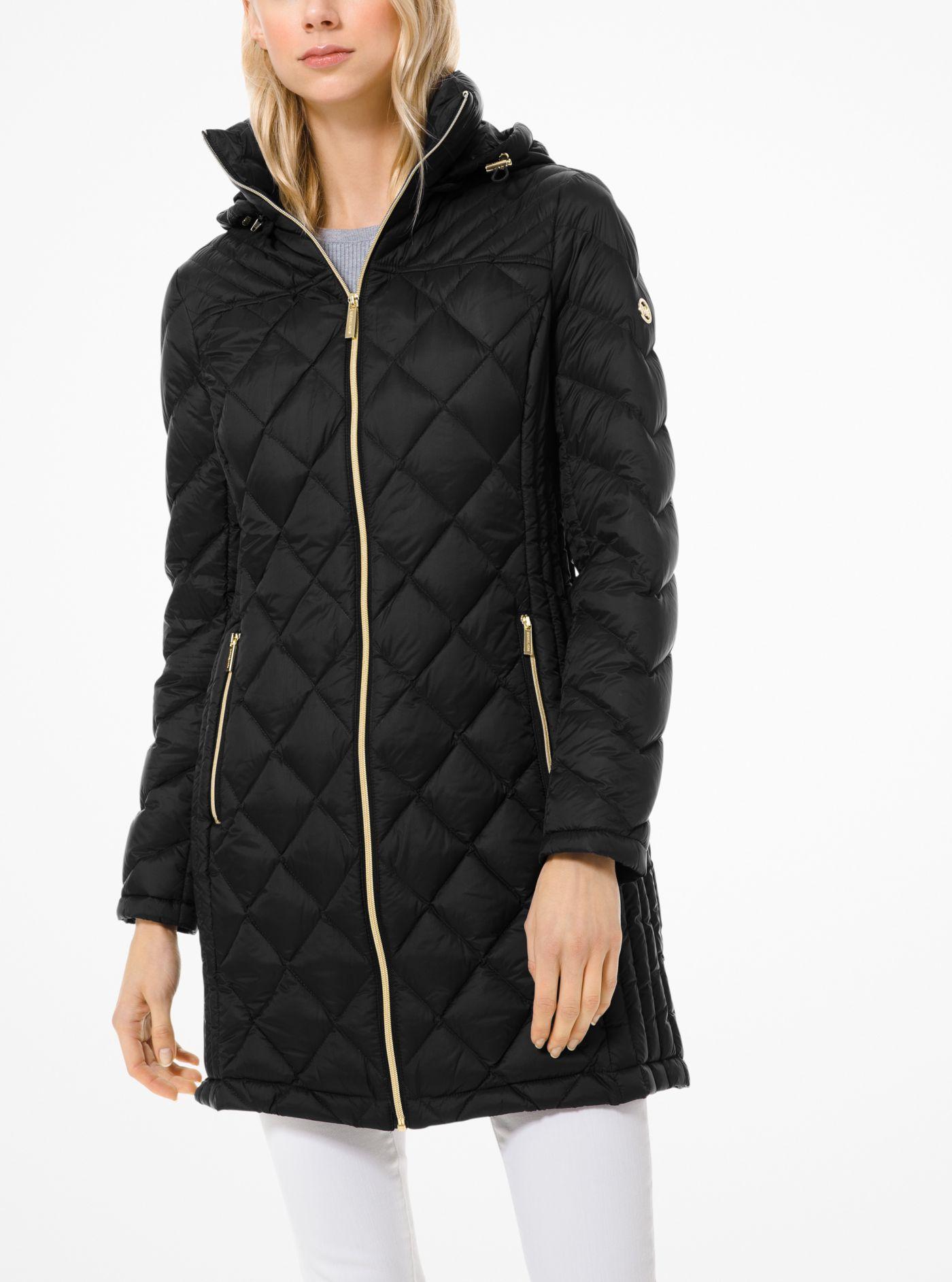 michael kors black quilted coat