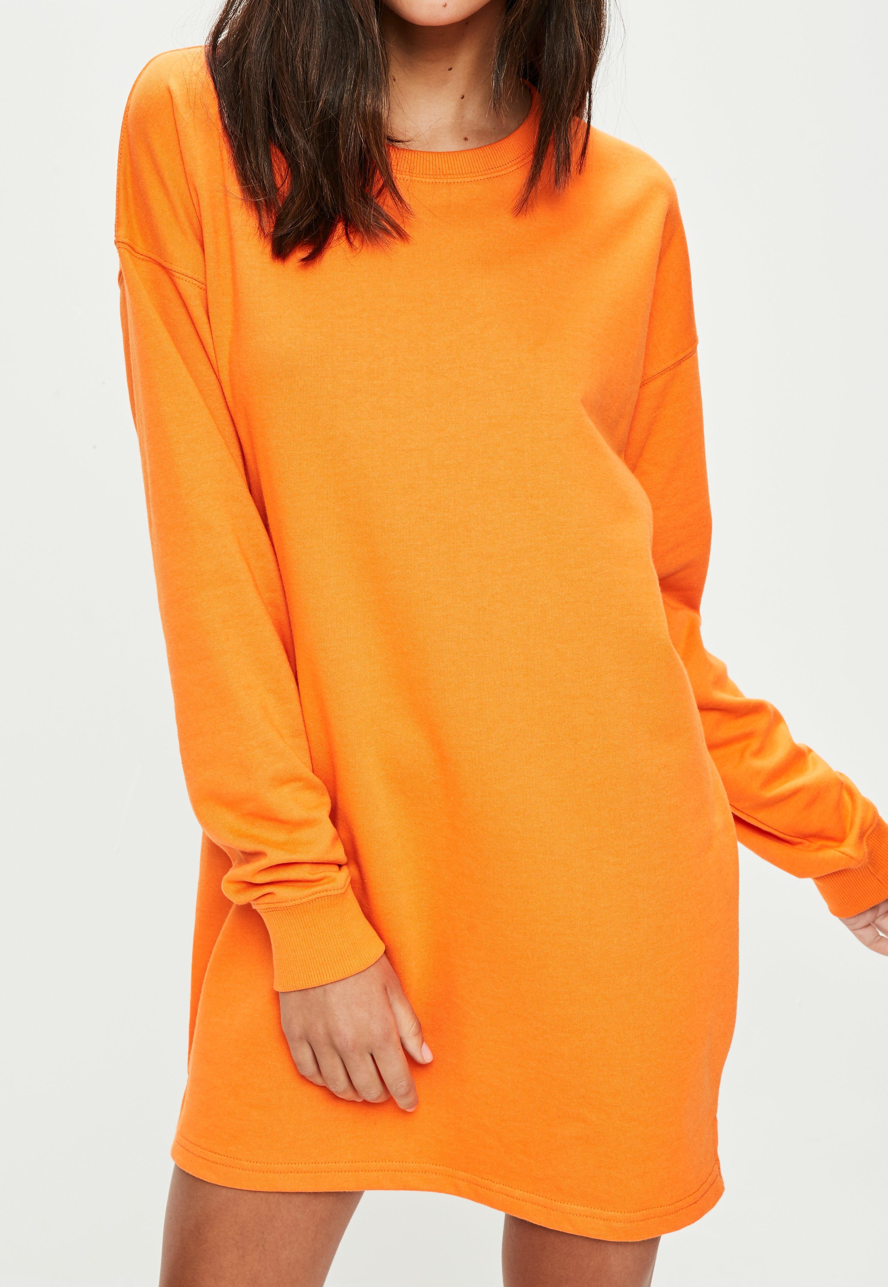 neon orange jumper dress