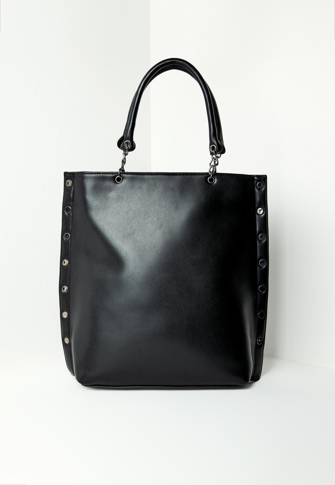 Lyst - Missguided Black Studded Edge Tote Bag in Black