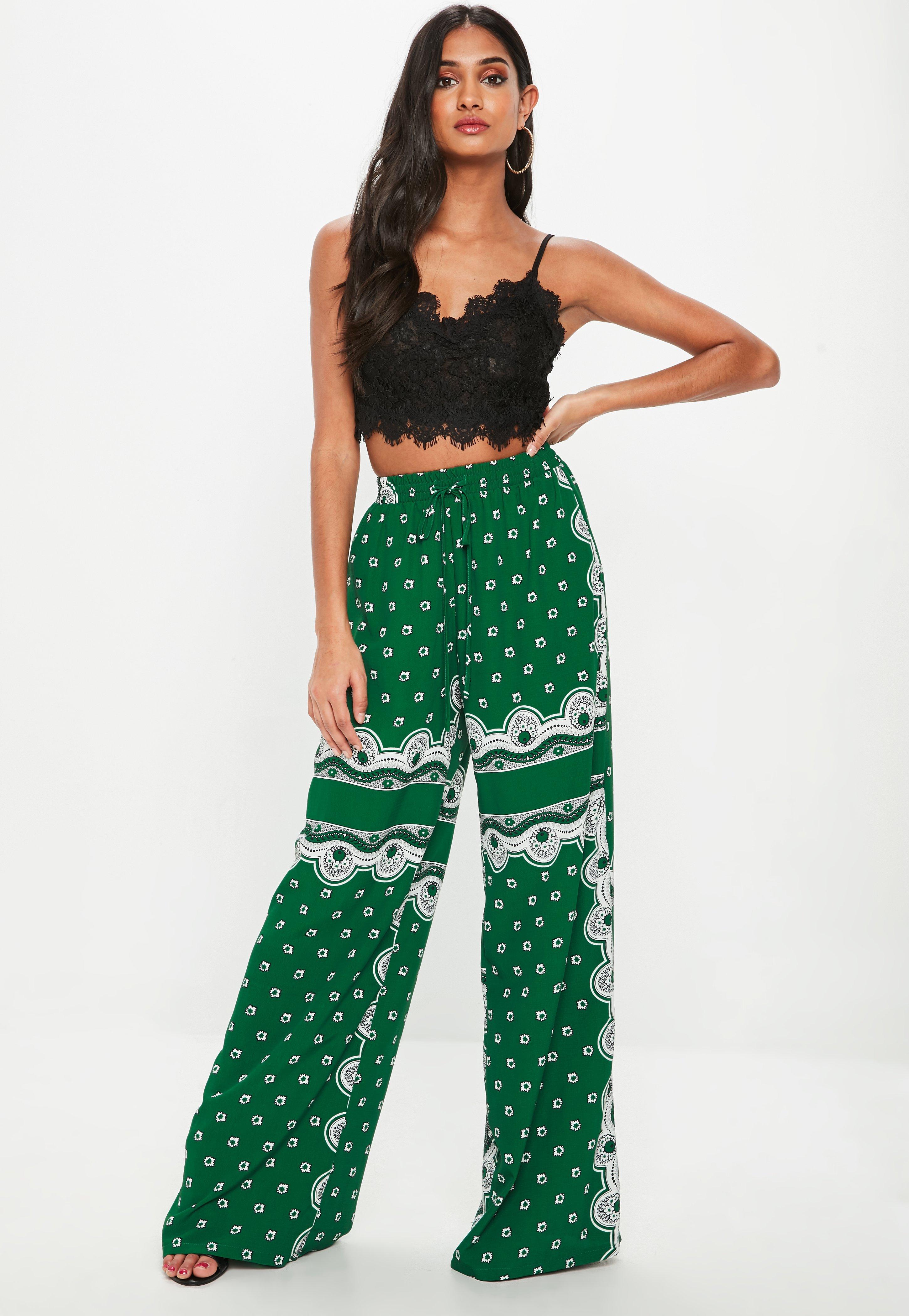 green wide leg corduroy trousers