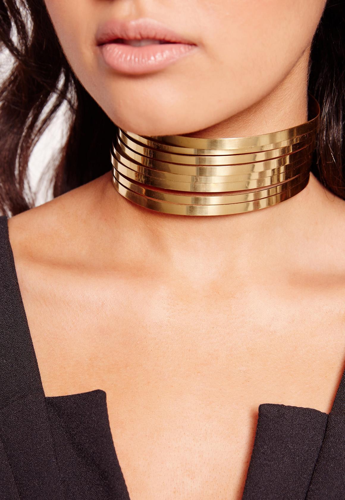 Lyst - Missguided Metal Layered Choker Necklace Gold in Metallic