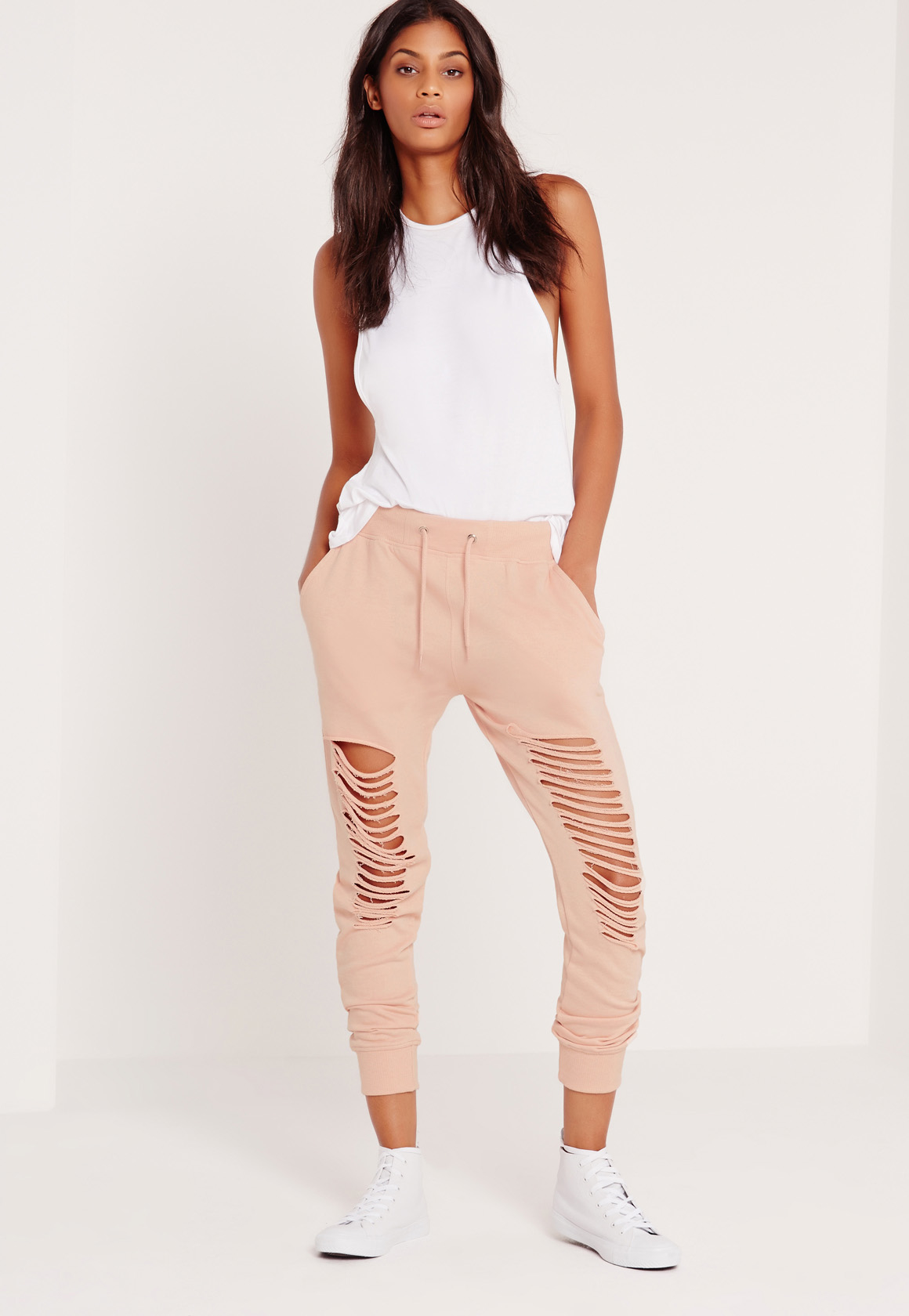 joggers with knee slits