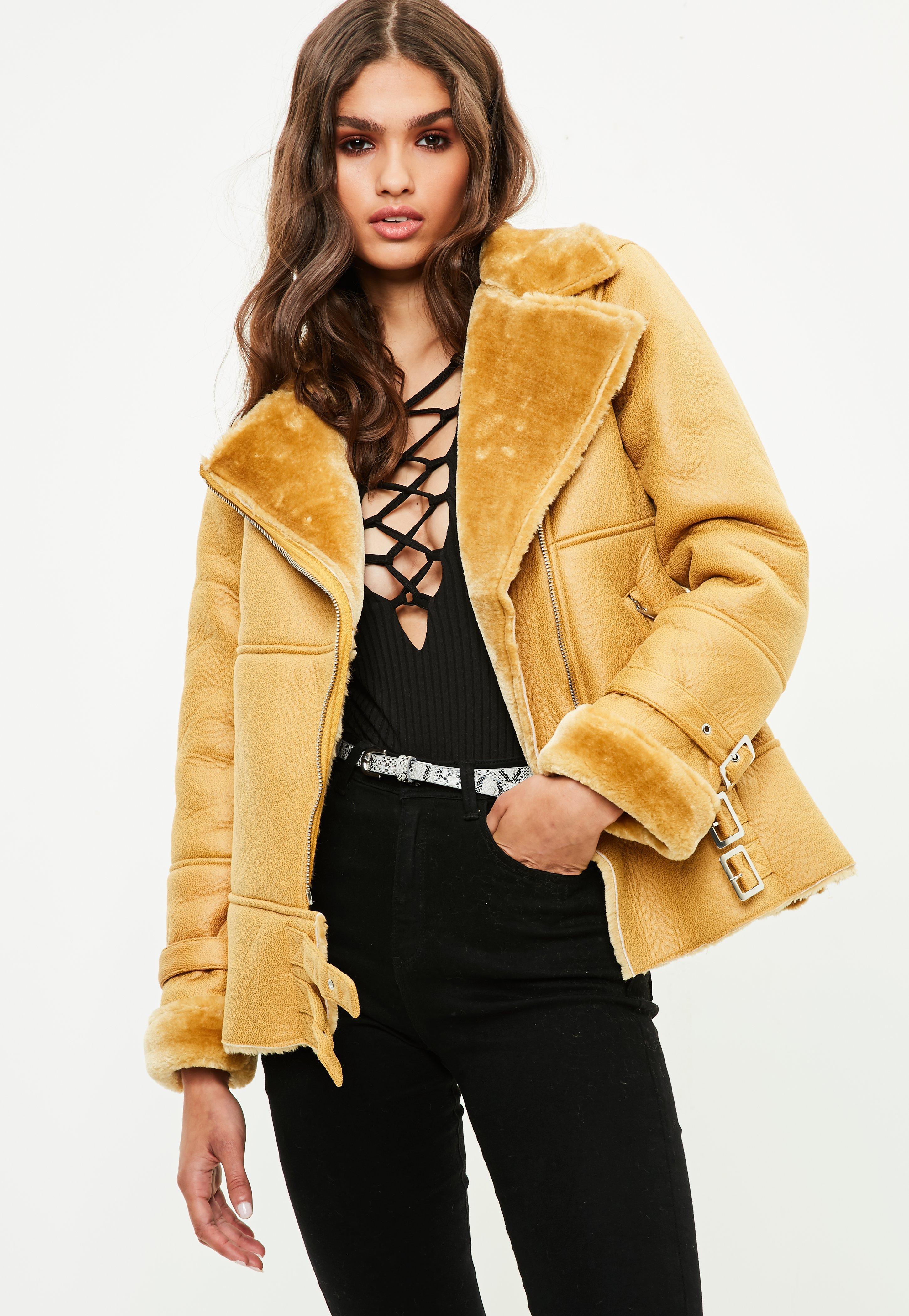 Lyst - Missguided Yellow Ultimate Aviator Jacket in Yellow