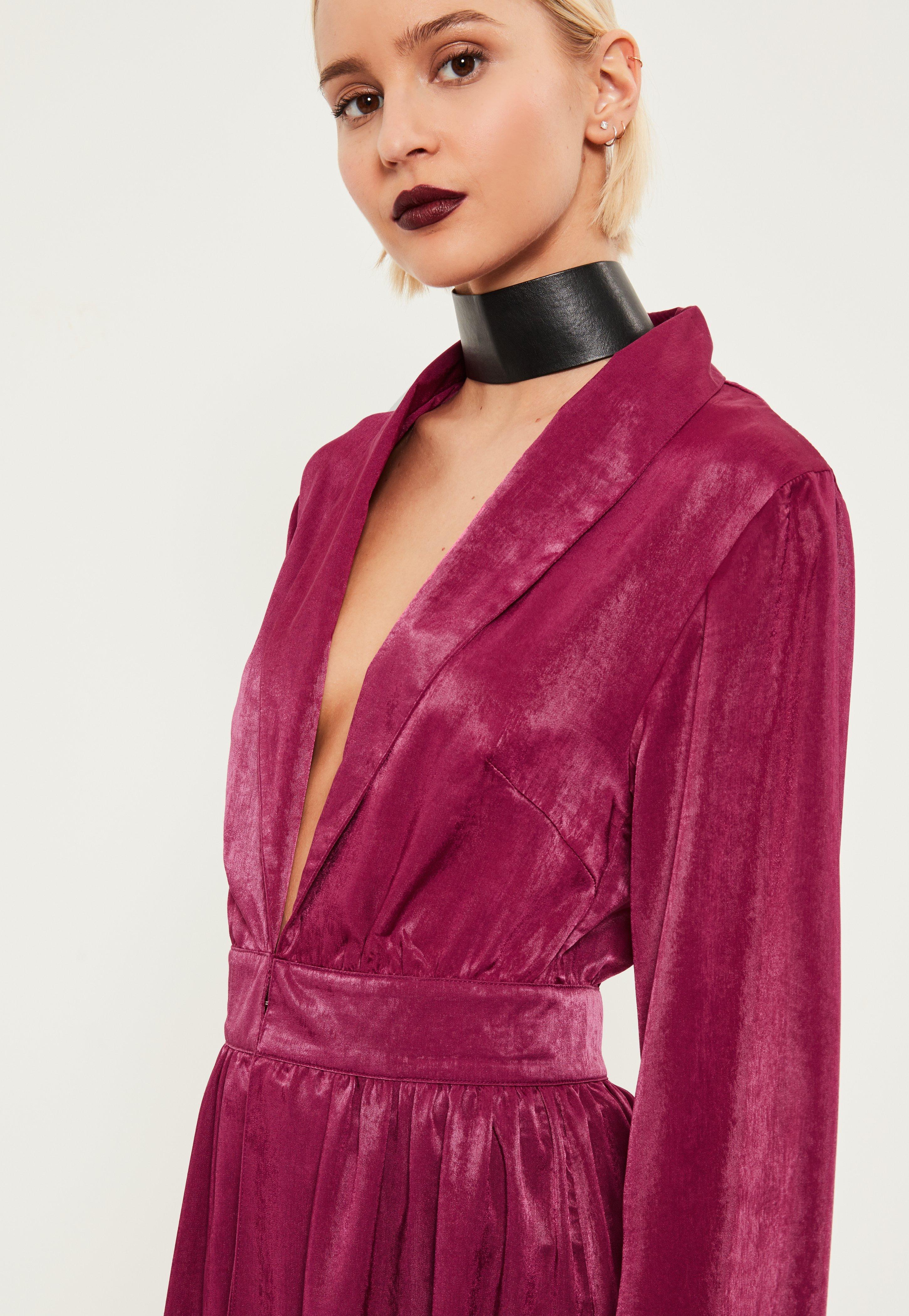 Lyst - Missguided Pink Crushed Satin Waist Detail Duster Coat in Pink