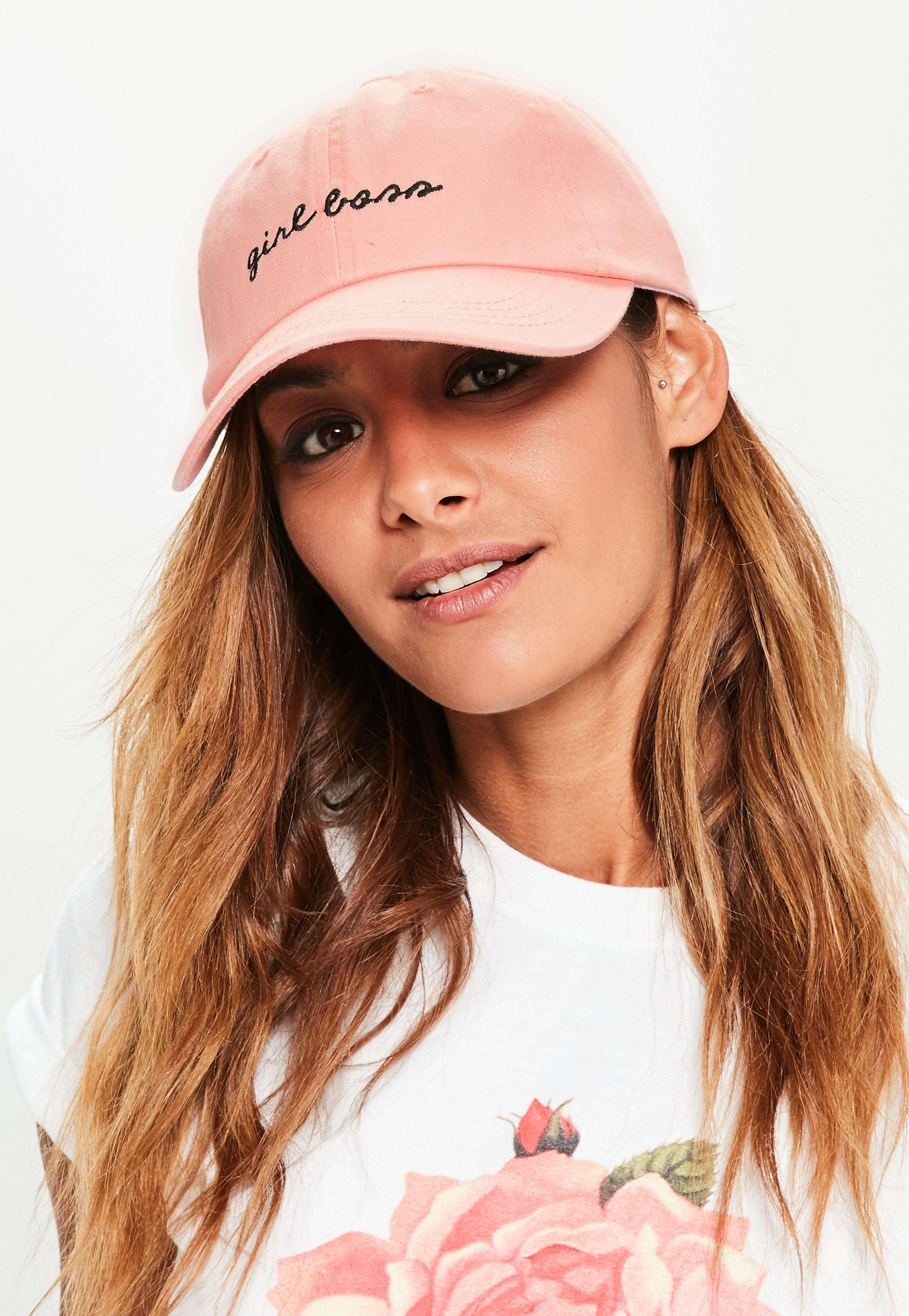 Missguided Pink Girl Boss Washed Denim Cap in Pink | Lyst