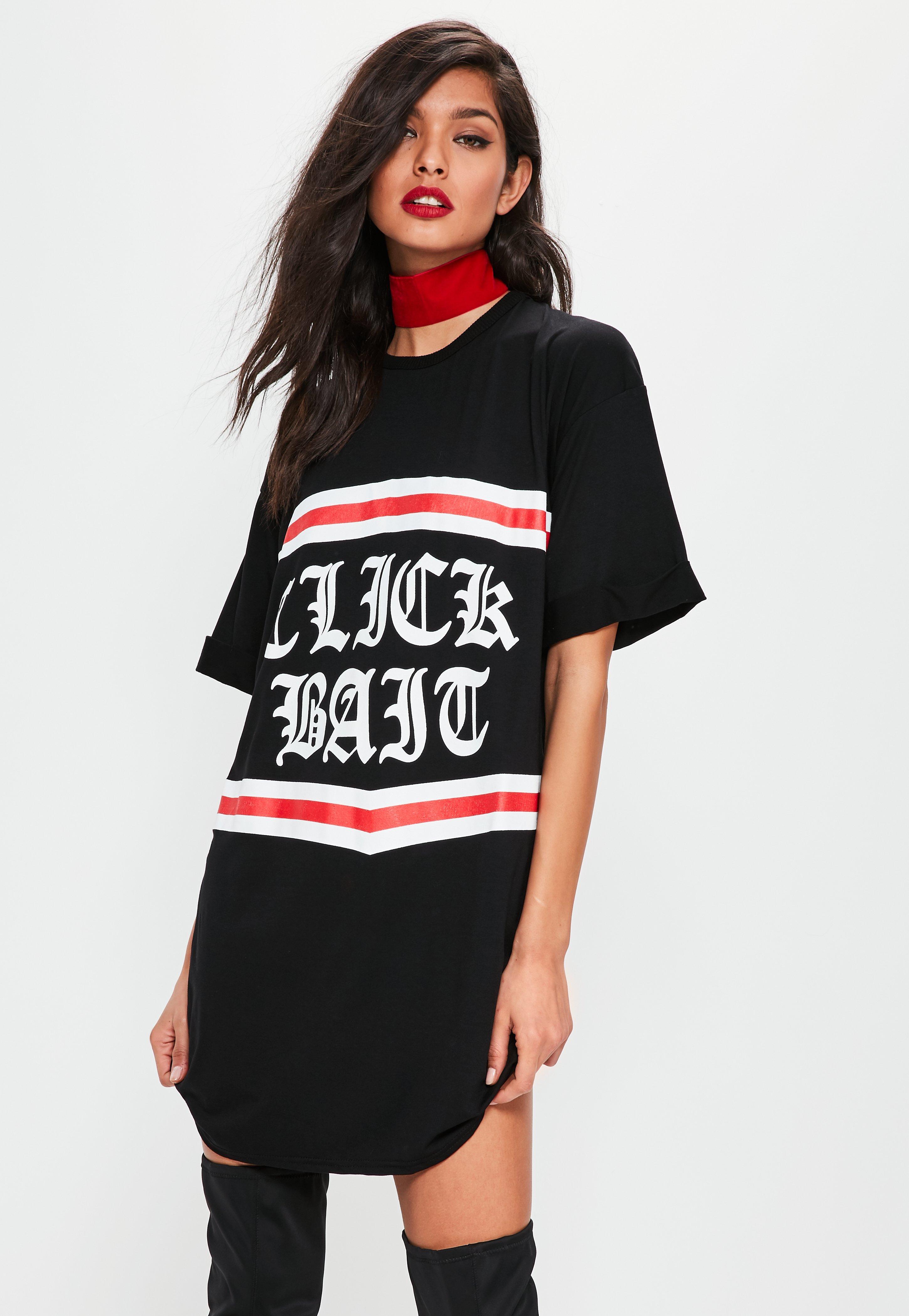 Missguided Black Oversized Graphic Print Slogan T Shirt Dress In Black Lyst