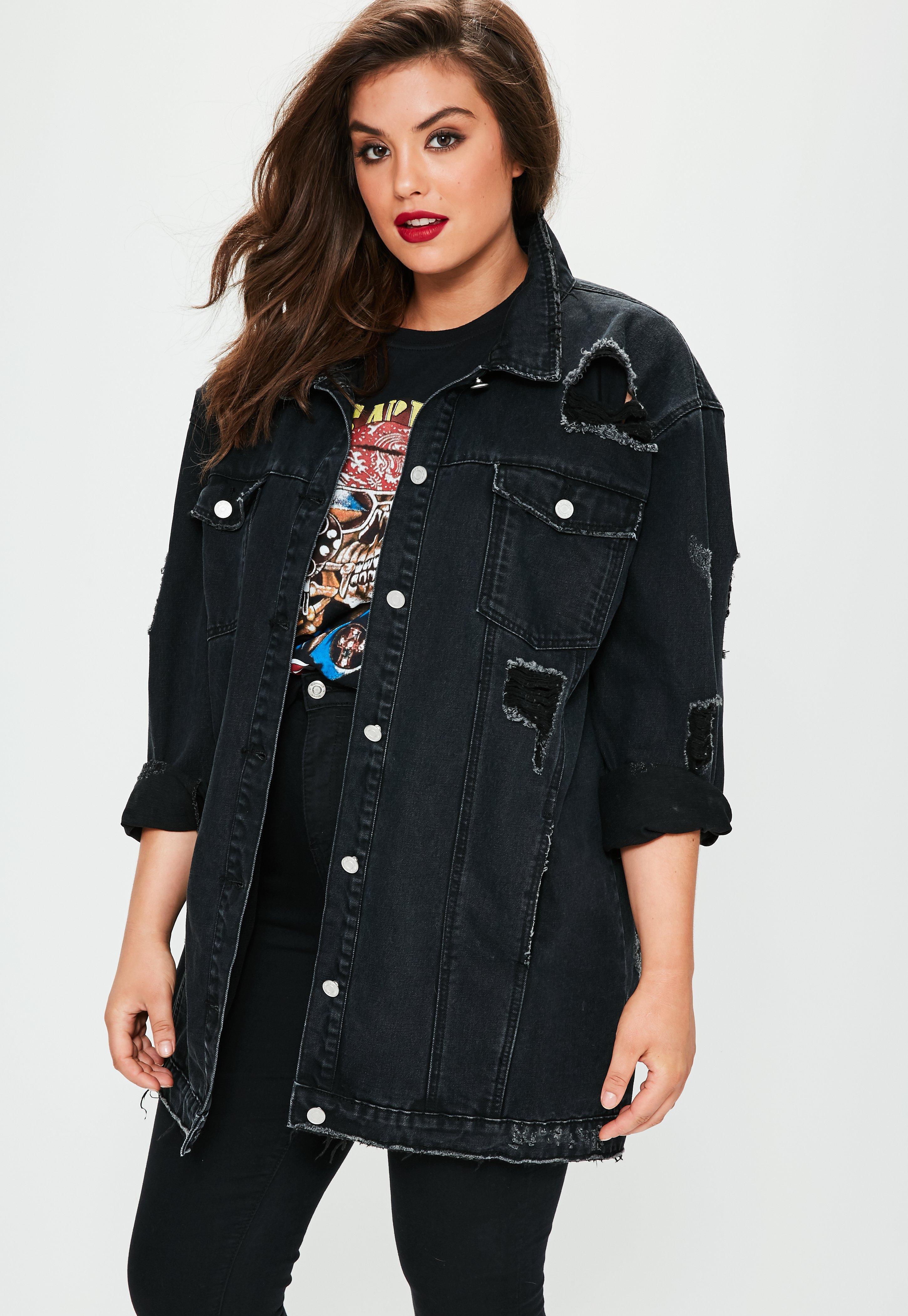 longline black denim jacket