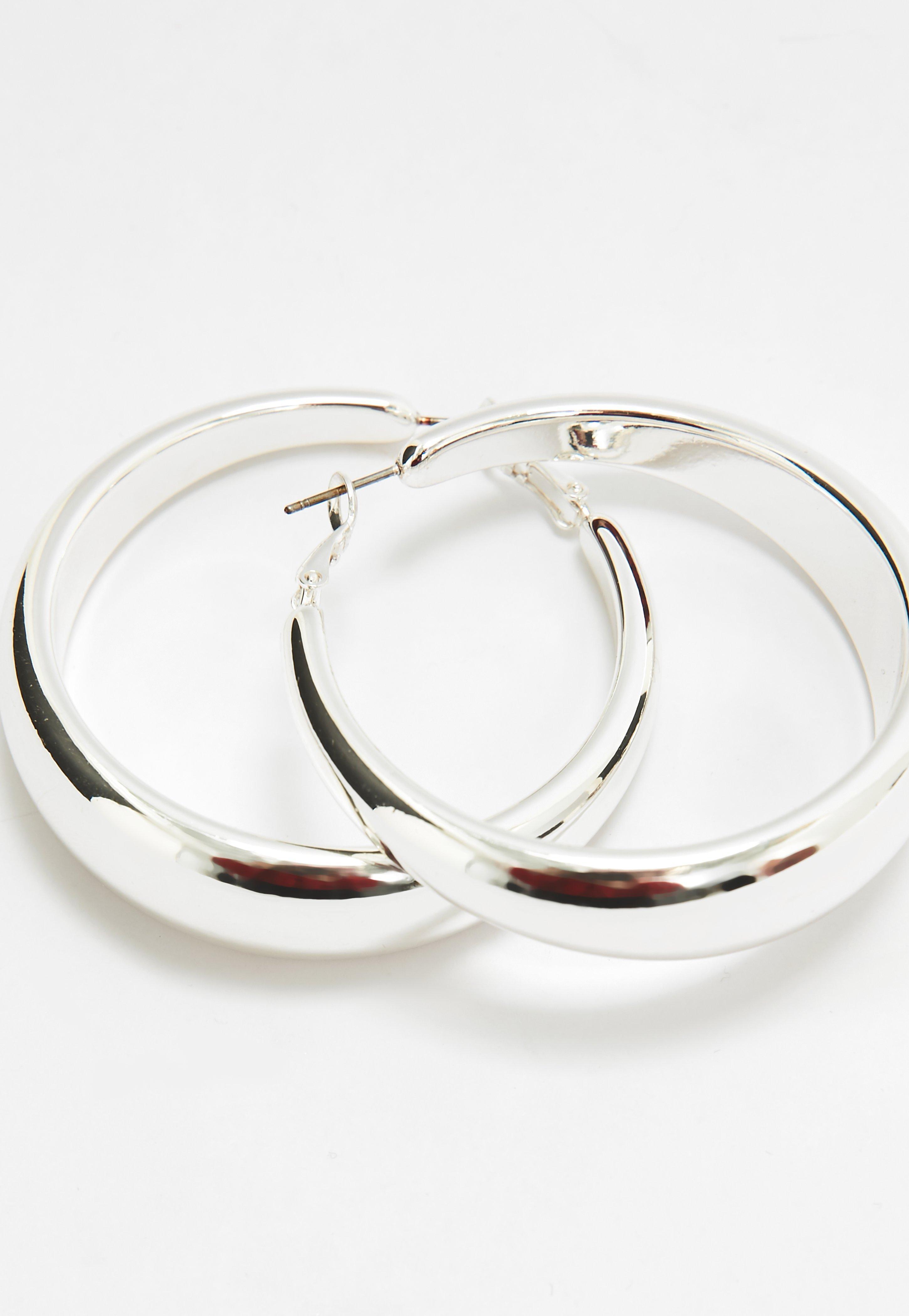 Thick Silver Hoop Earrings Uk Image Of Earring Lyst Missd Silver Thick Hoop Earrings In Metallic