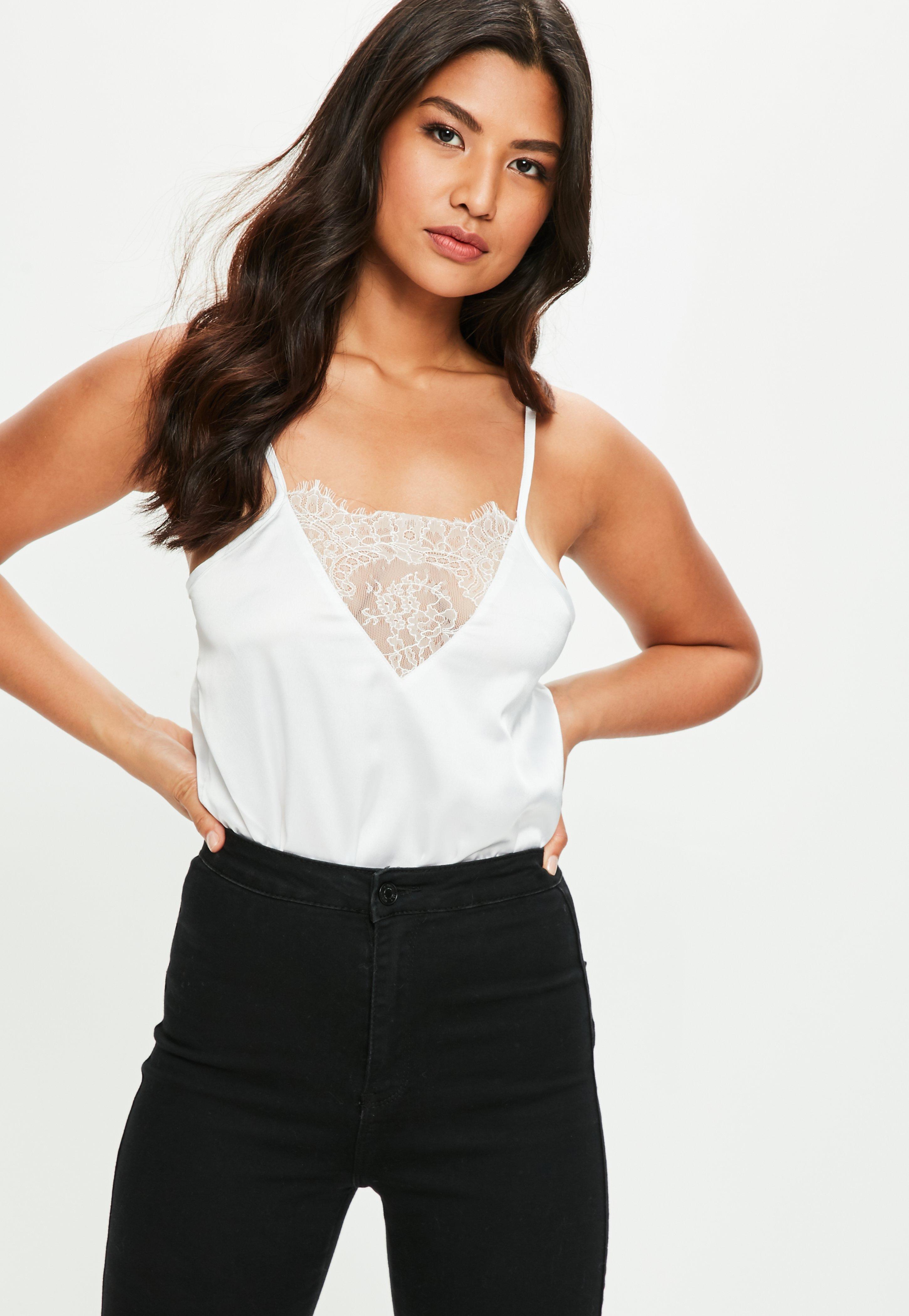Lyst - Missguided White Lace Insert Bodysuit in White