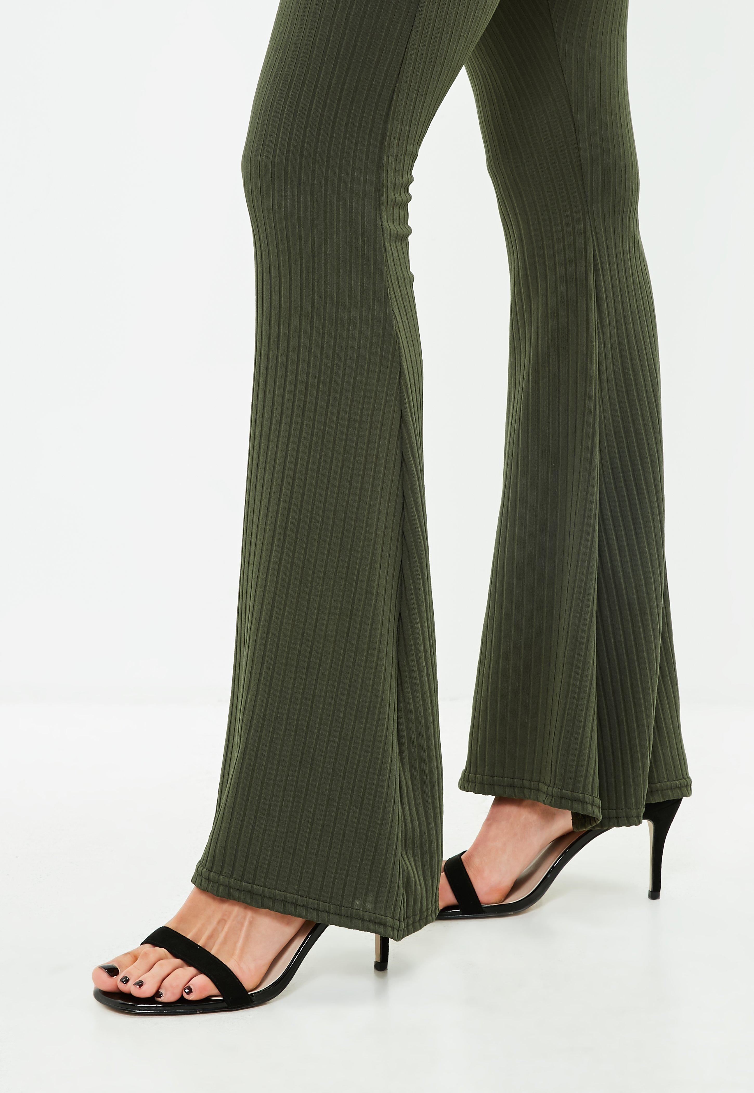 khaki leather trousers