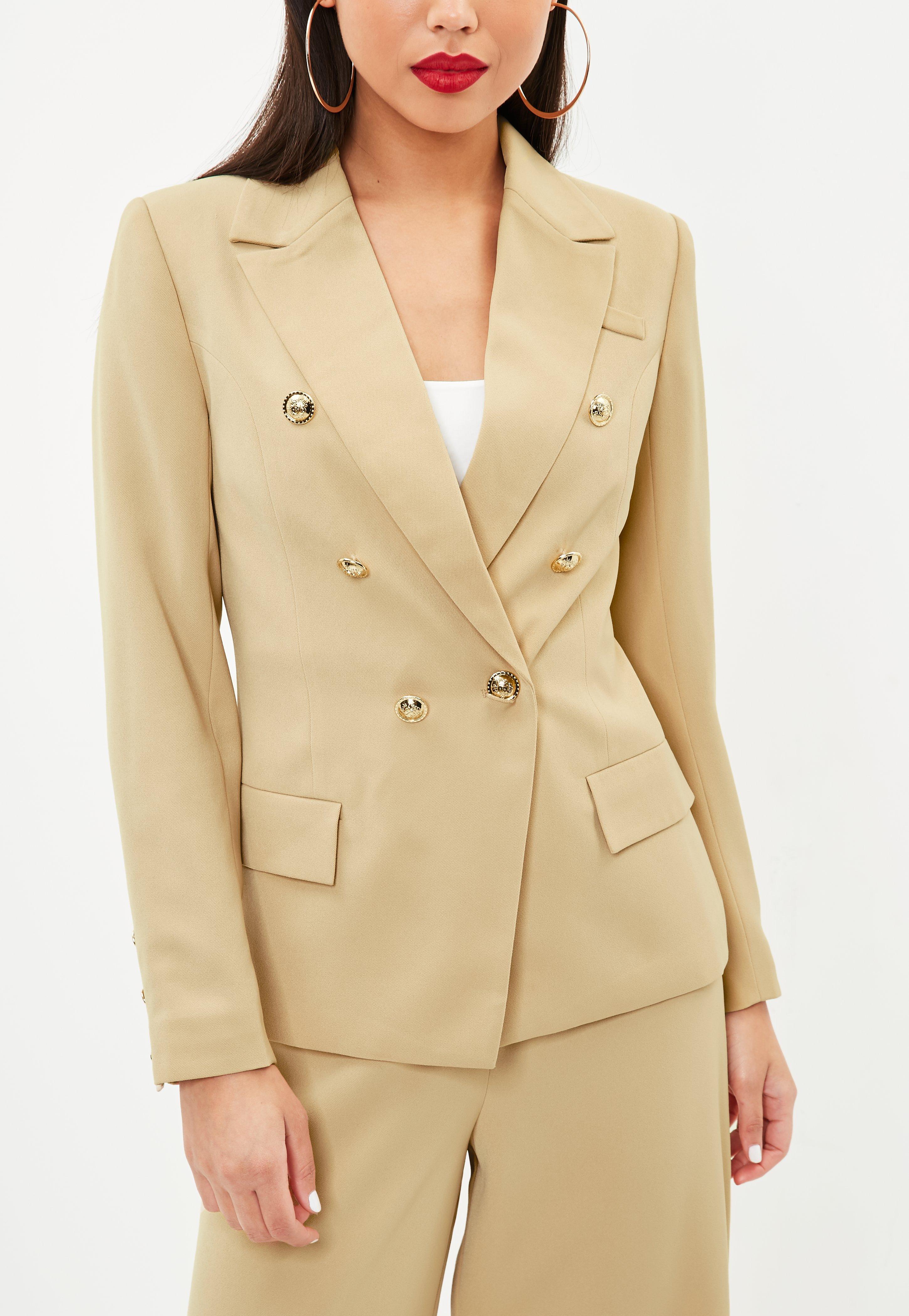 Lyst - Missguided Camel Military Blazer in Natural
