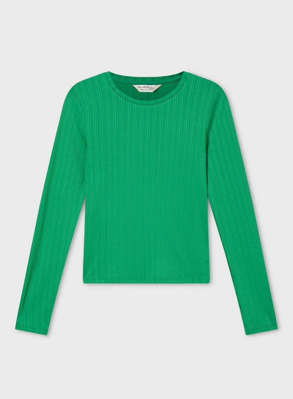 Lyst - Miss Selfridge Green Long Sleeve Crew Neck Top in Green