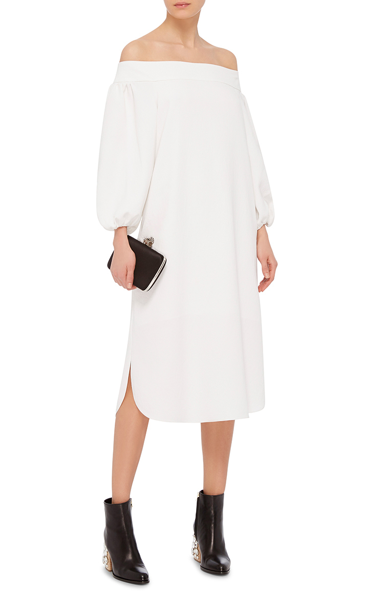 White off the shoulder midi dress