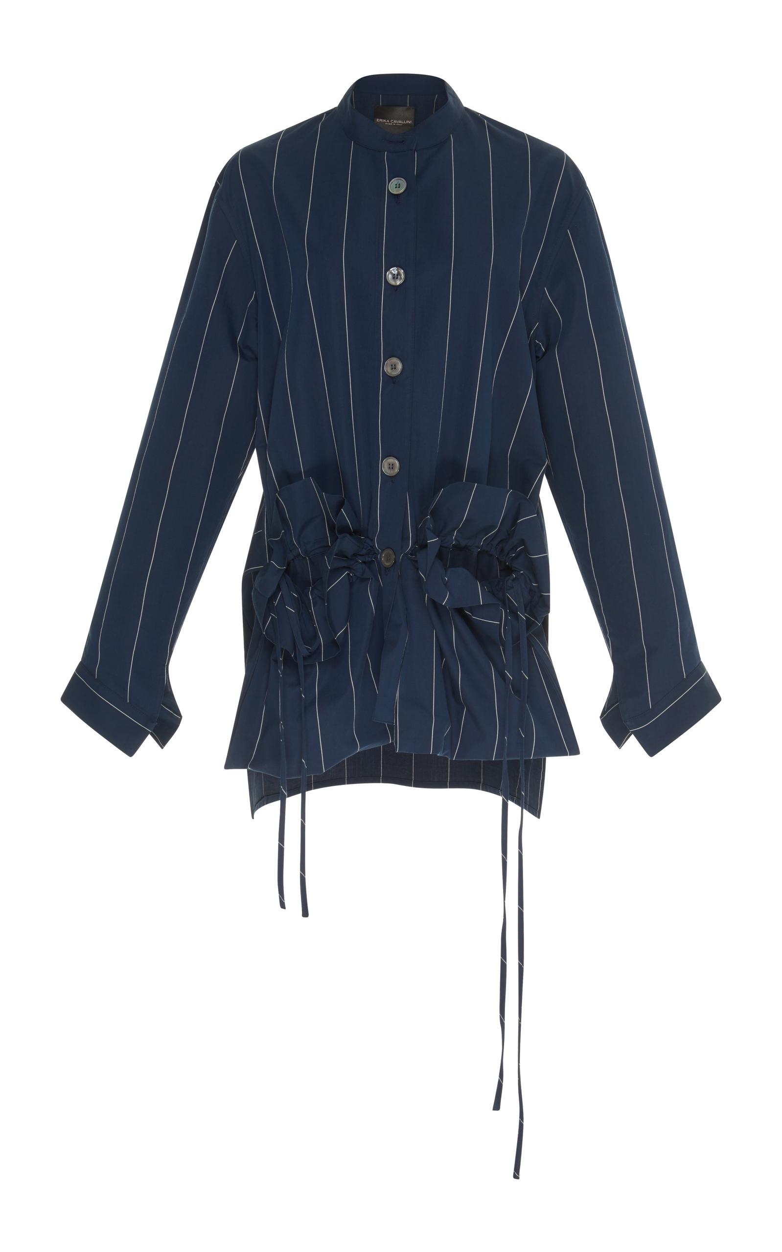 Erika cavallini semi couture Caroline Ruffle Pocket Jacket in Blue | Lyst