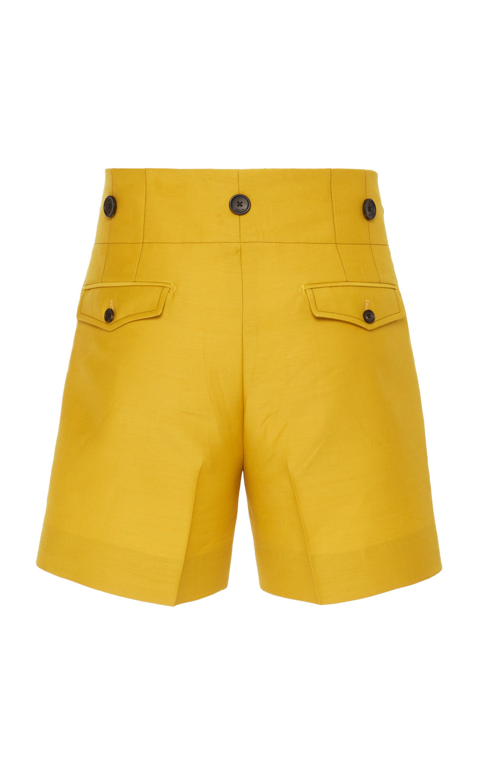Lanvin Cotton Mid-rise Shorts in Yellow for Men - Lyst