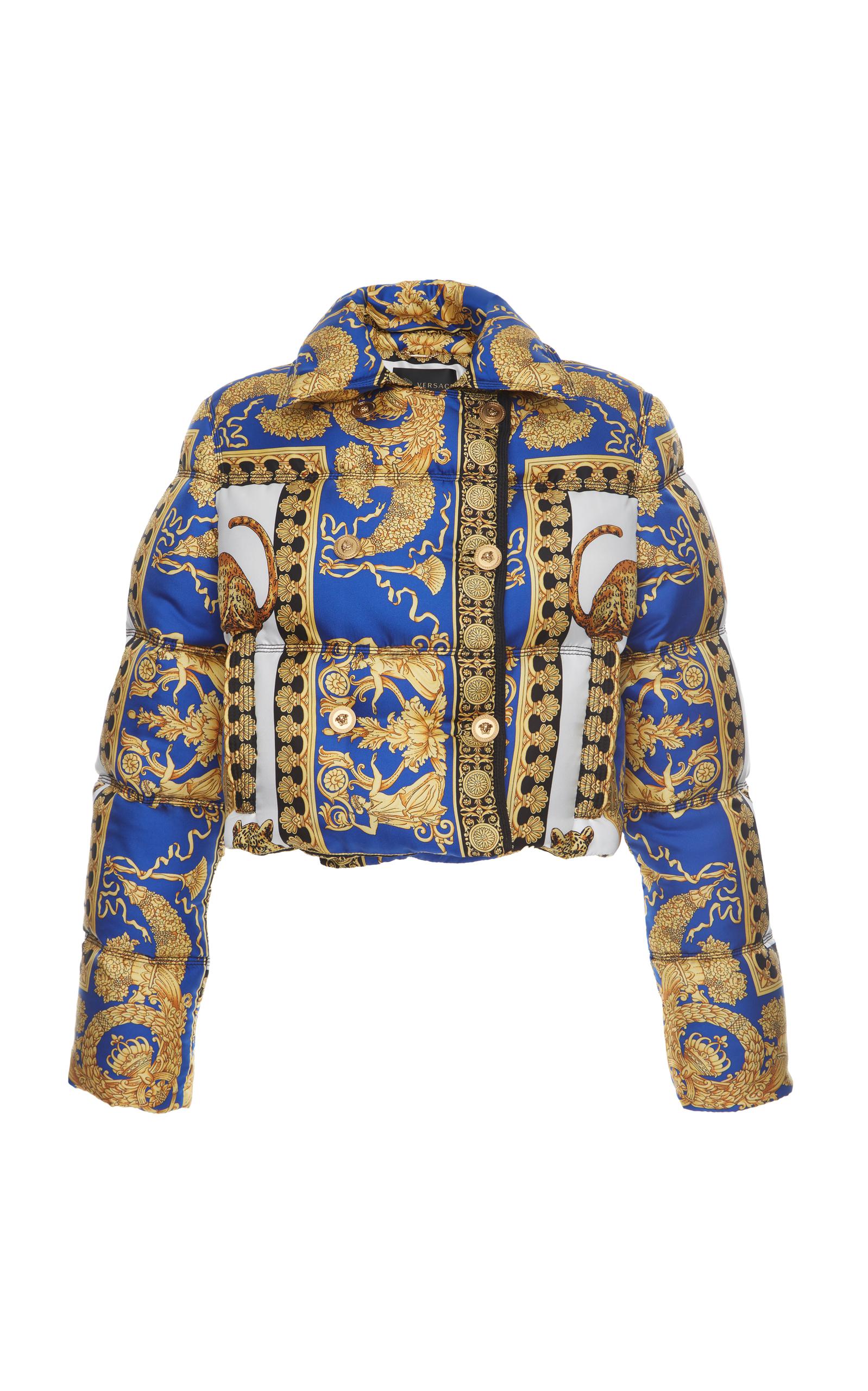 Lyst - Versace Silk Down Jacket in Blue