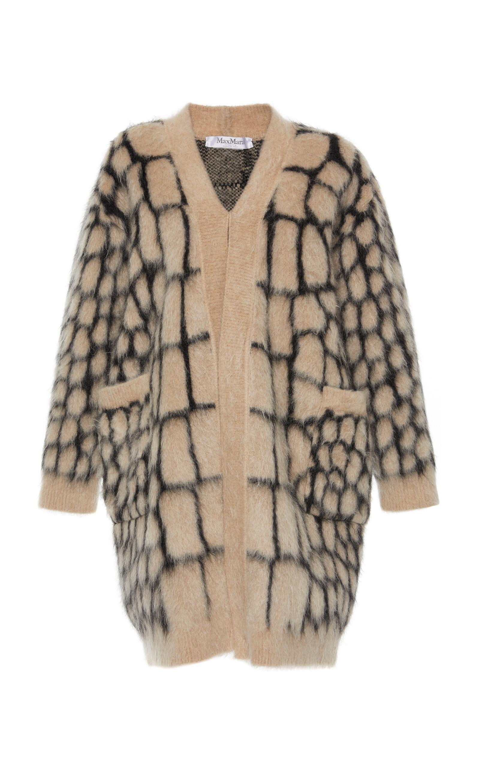 Max Mara Carlo Oversized Animal-print Mohair-blend Cardigan in Black - Lyst