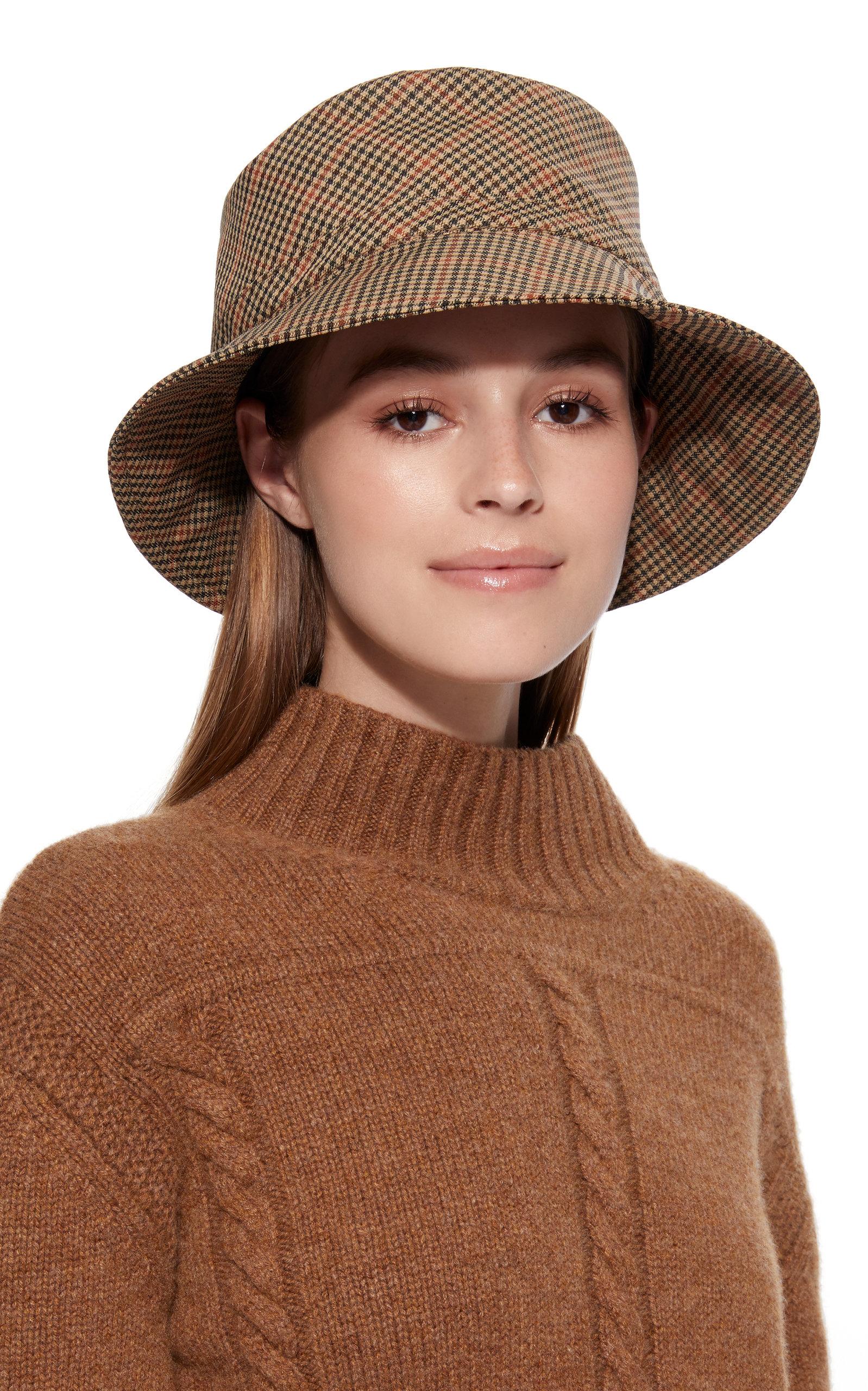 Eric Javits Synthetic Checked Bucket Hat in Brown - Lyst