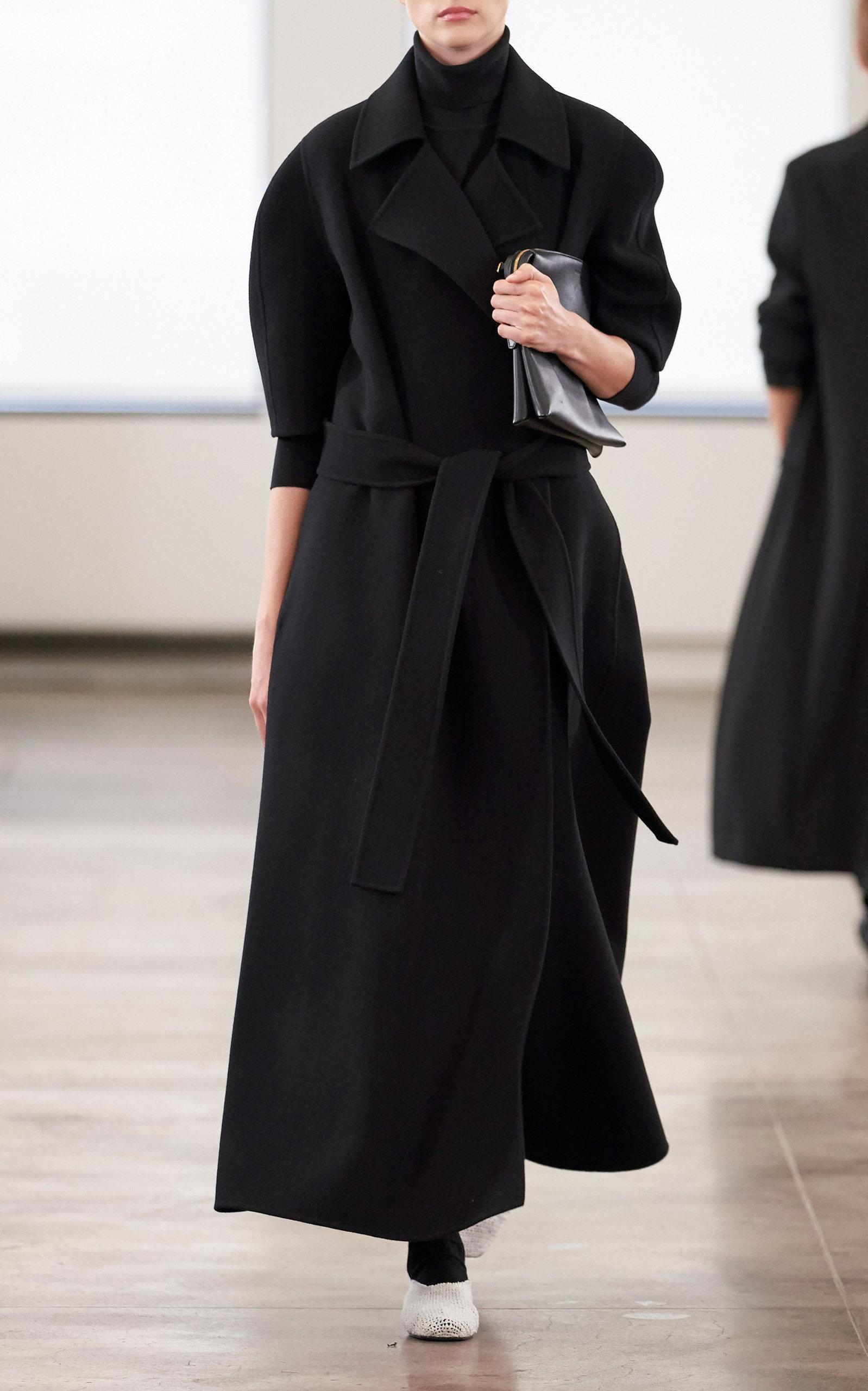 cashmere wrap coat black