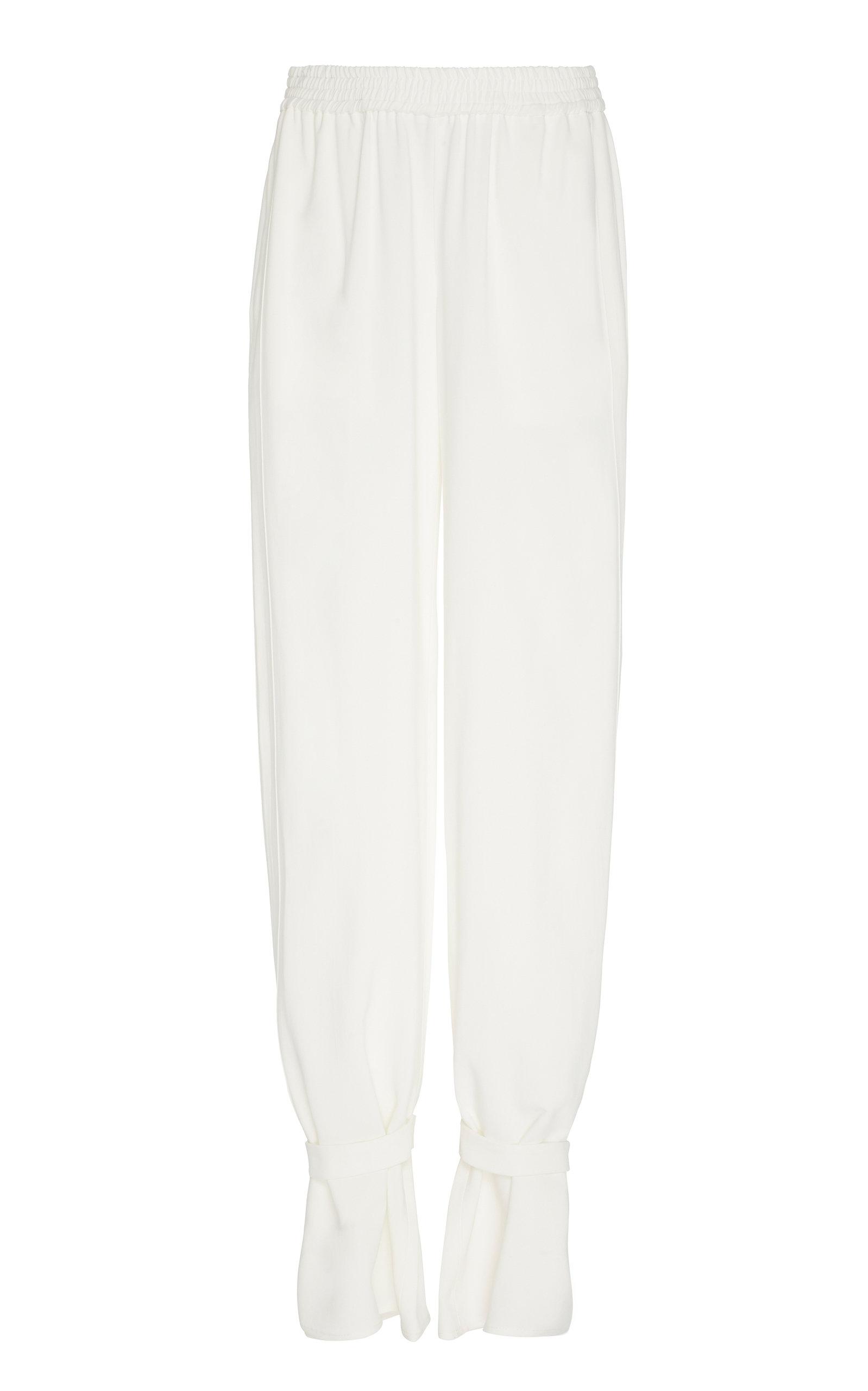 Sally Lapointe Synthetic Buckle-embellished Cady Pants in White - Lyst