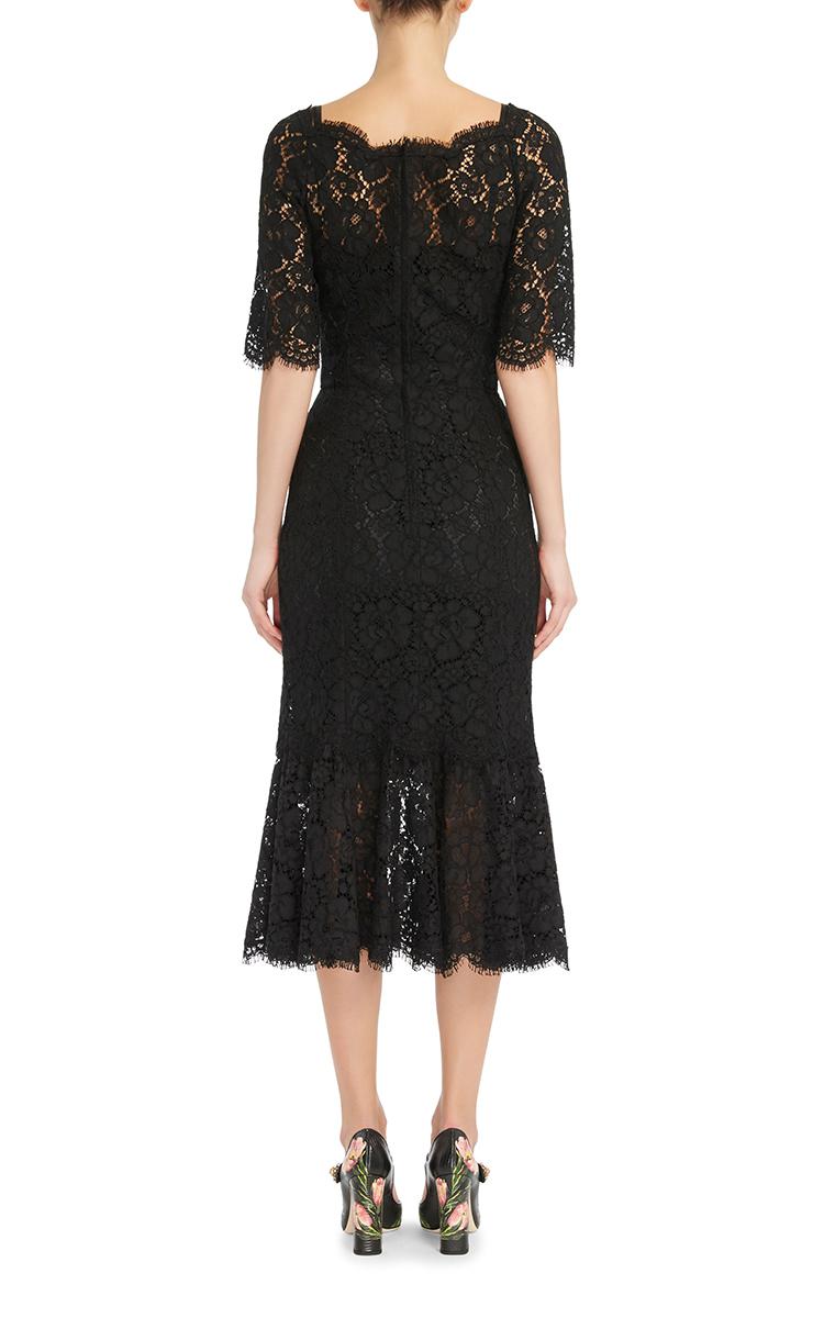 Lyst - Dolce & Gabbana Ruffled Hem Lace Dress in Black