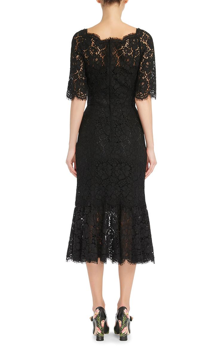 Lyst Dolce And Gabbana Ruffled Hem Lace Dress In Black 