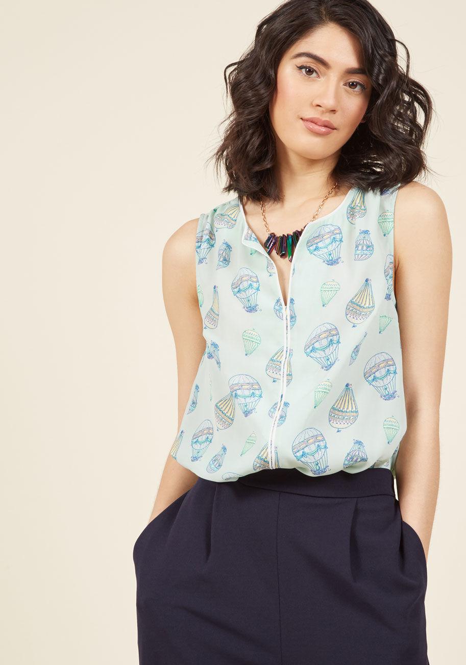 Lyst Modcloth Podcast Co Host Sleeveless Top In Float In Blue