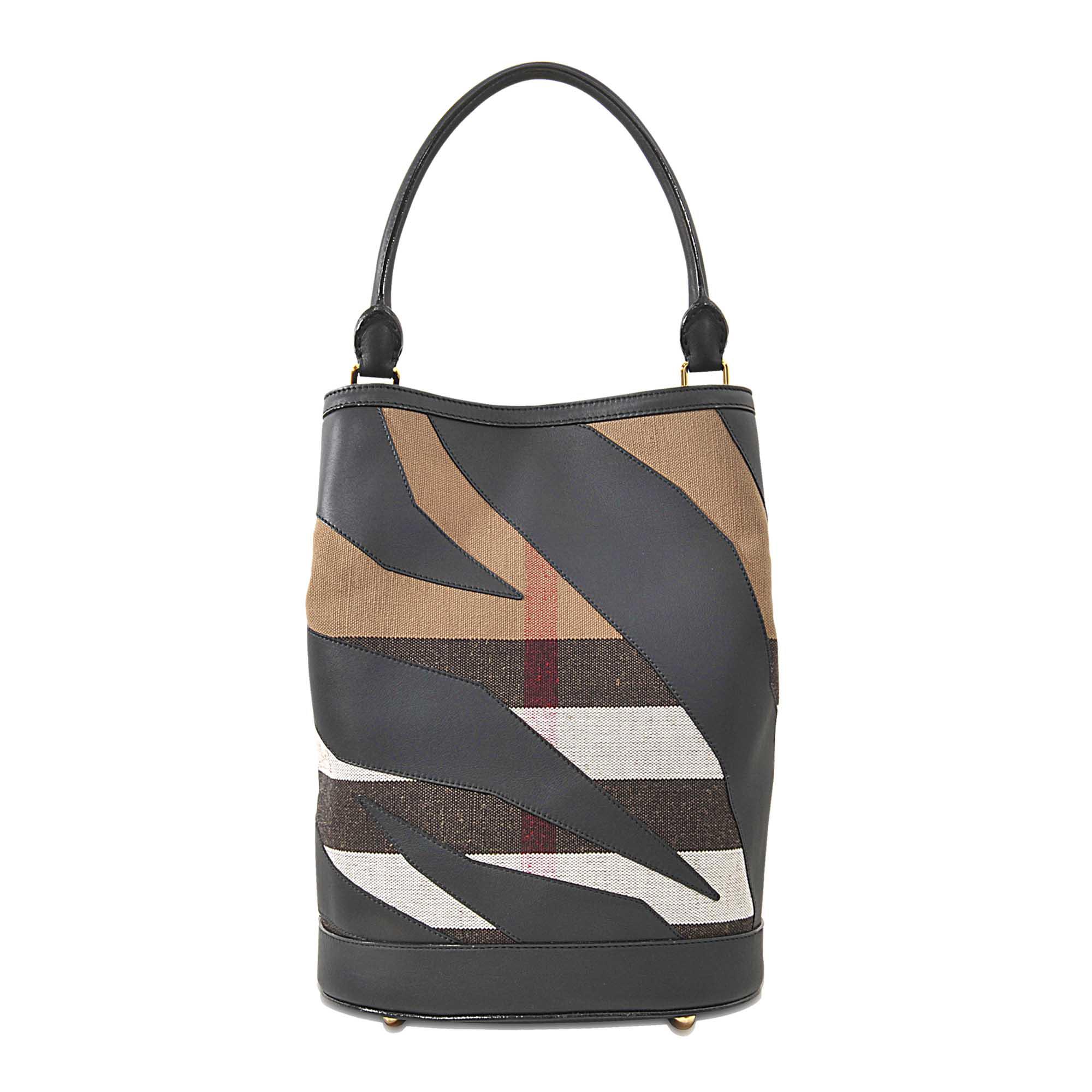 Lyst Burberry Classic Check Bucket Bag In Black Gallery