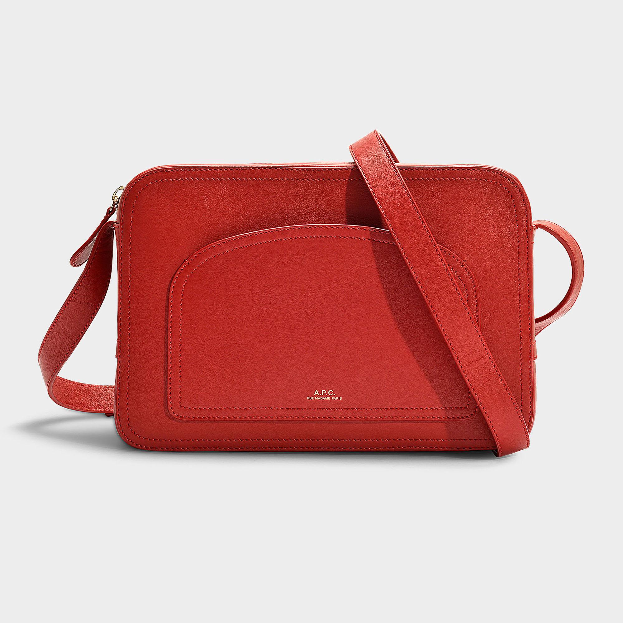 A P C Coco Handbag In Red Calfskin Lyst A P C Women S Coco Handbag