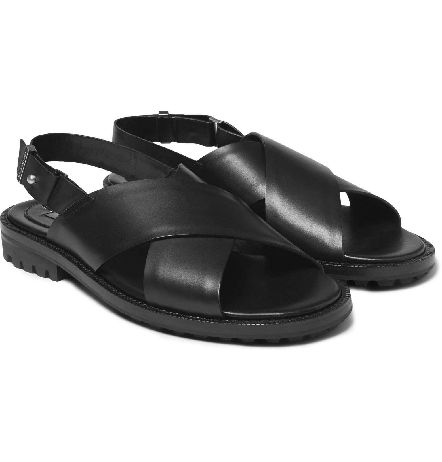 Lyst - Balenciaga Leather Sandals in Black for Men
