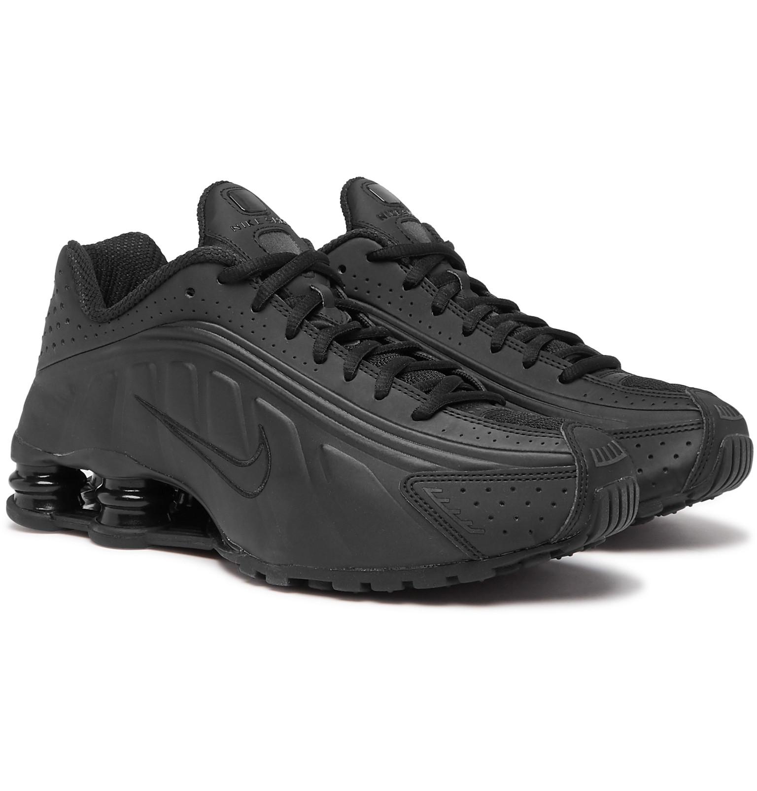 Lyst - Nike Shox R4 Mesh-trimmed Faux Leather Sneakers in Black for Men