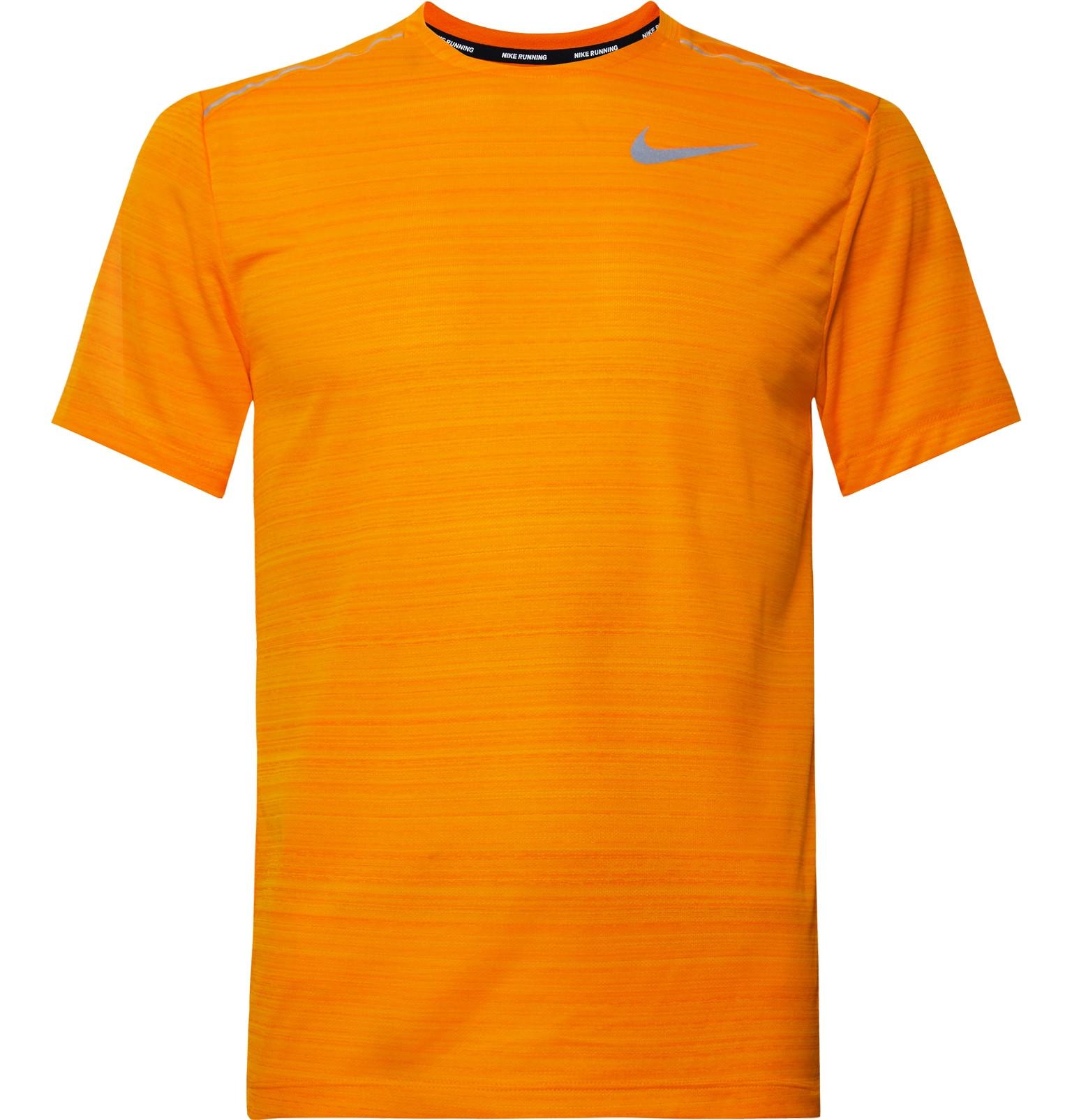 Nike Miler Breathe Dri-fit Mesh T-shirt in Orange for Men - Lyst