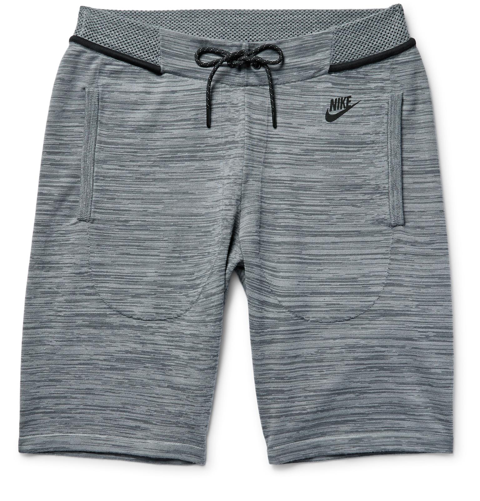 Download Lyst - Nike Mélange Tech Knit Cotton-blend Shorts in Gray ...