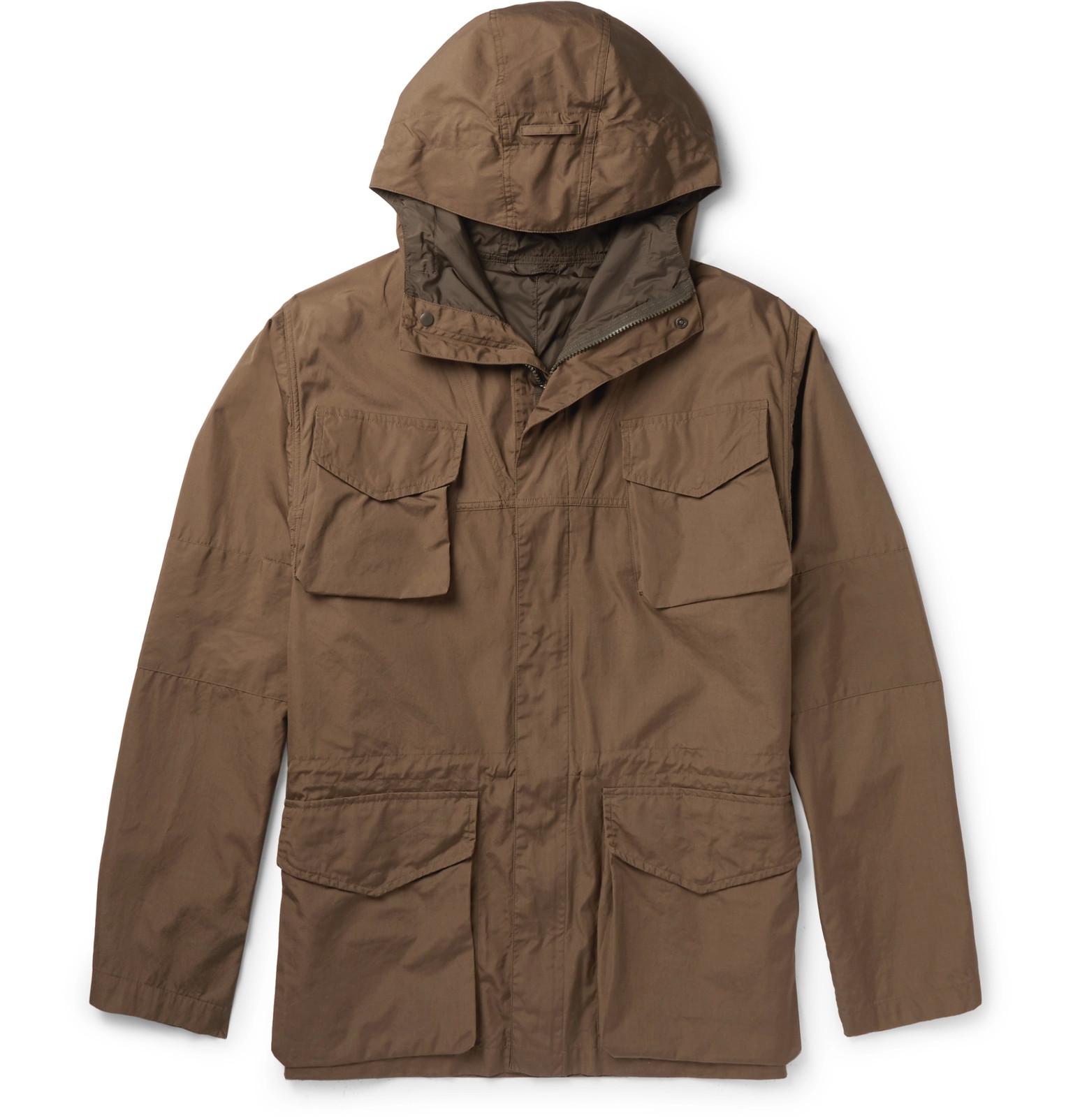 Aspesi Cotton Hooded Field Jacket in Brown for Men - Lyst